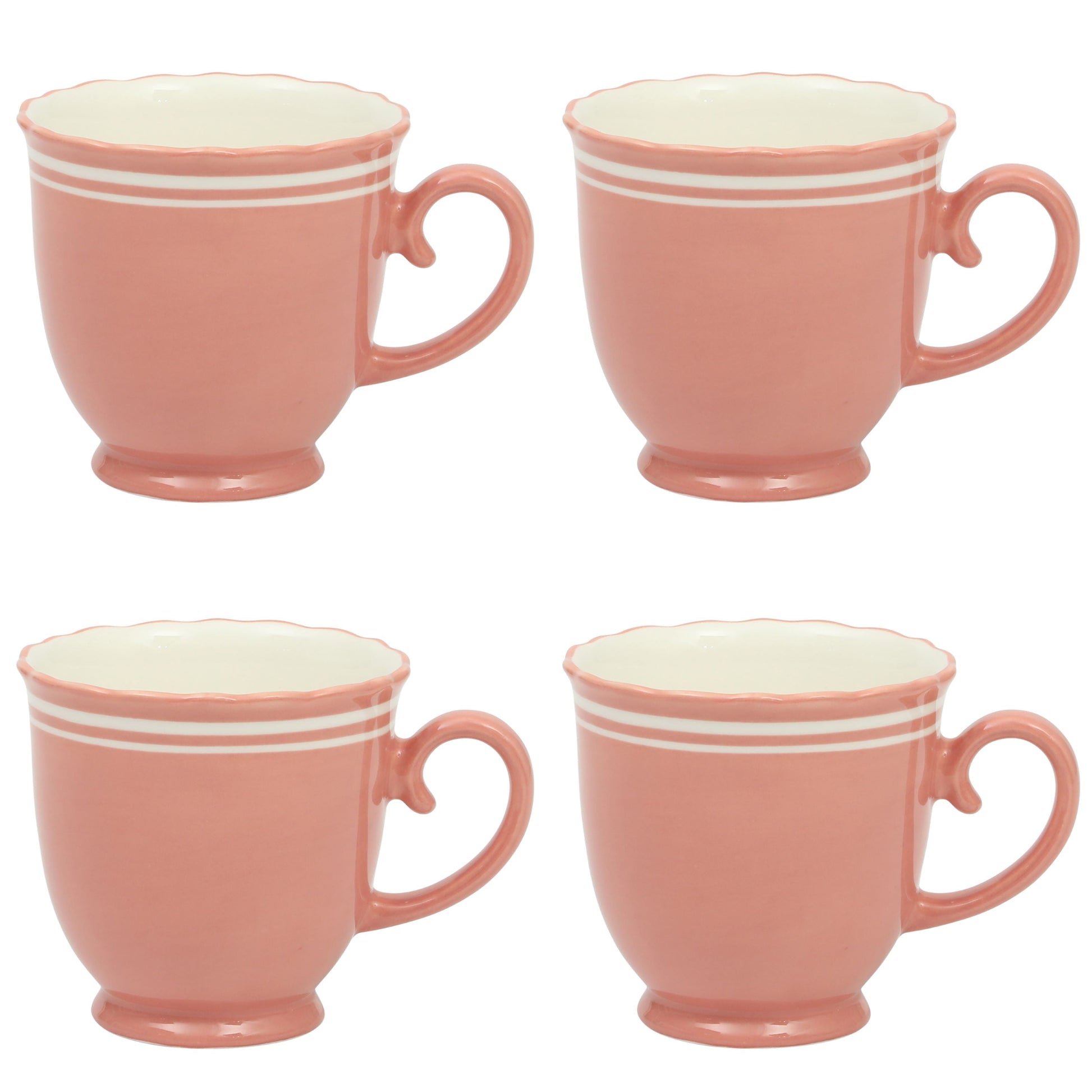 The Pioneer Woman Ainsley Ceramic Mug Set, Coral, 4-Pack