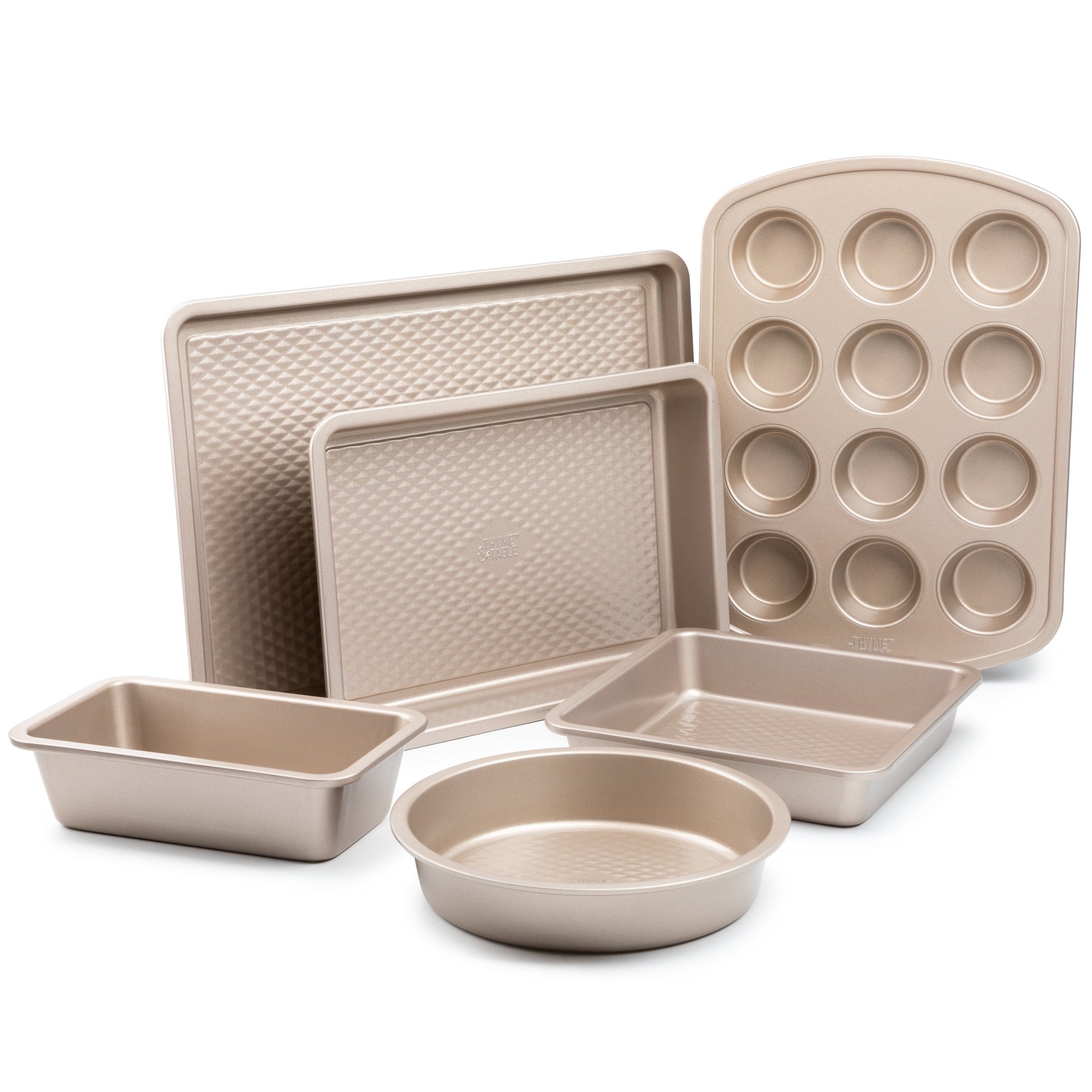 Thyme & Table 6 Piece Aluminized Steel Non-Stick Bakeware Sets with Muffin Pan, Cookie Sheet, Brownie Pan