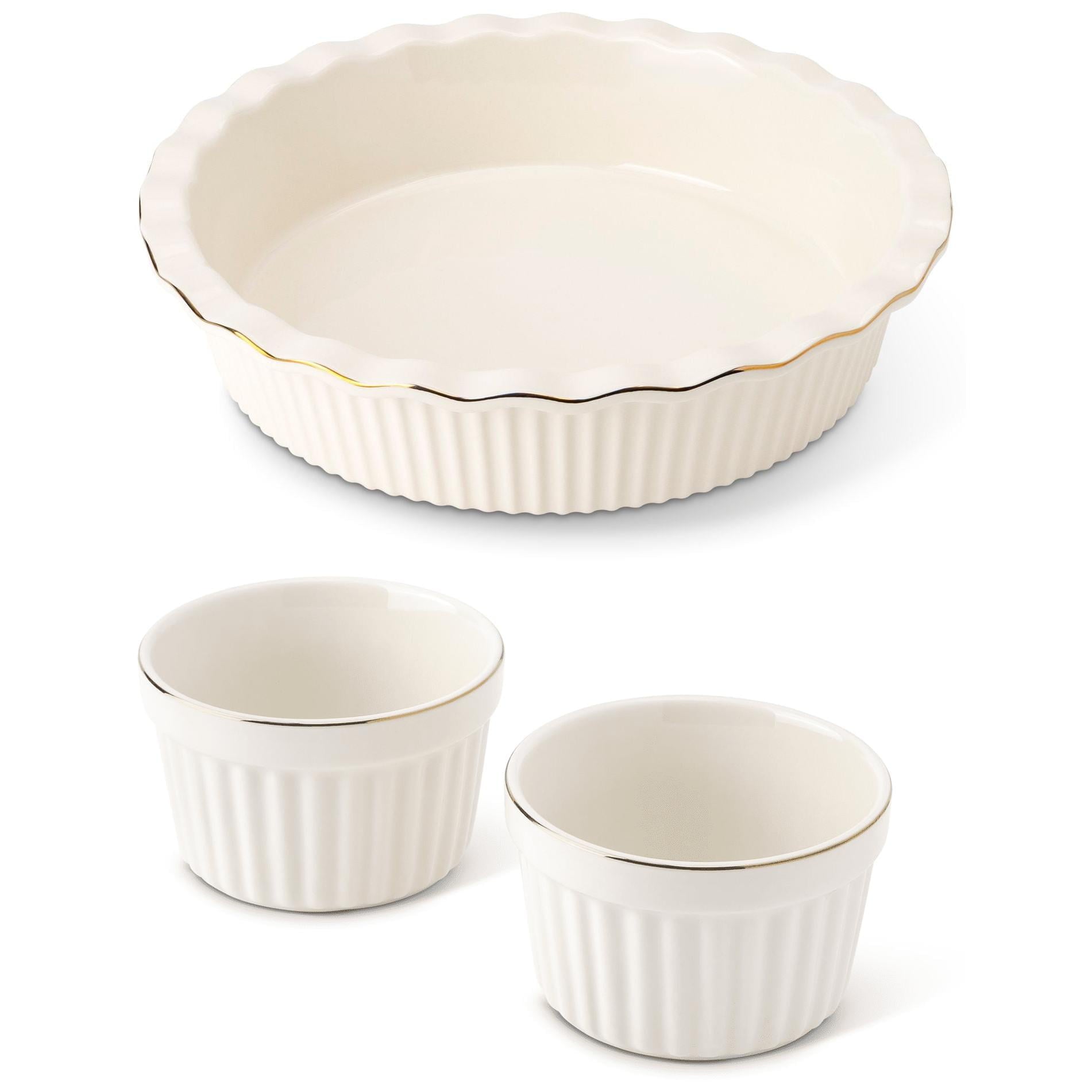 Thyme & Table 9" Ceramic Pie Dish - White Ribbed