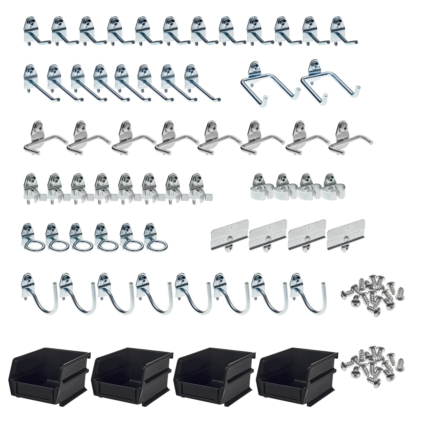 Triton ProductsÂ® 64-Piece Steel Pegboard Hook & Plastic Bin Kit, 60 Hooks & 4 Bins, Model# 76964