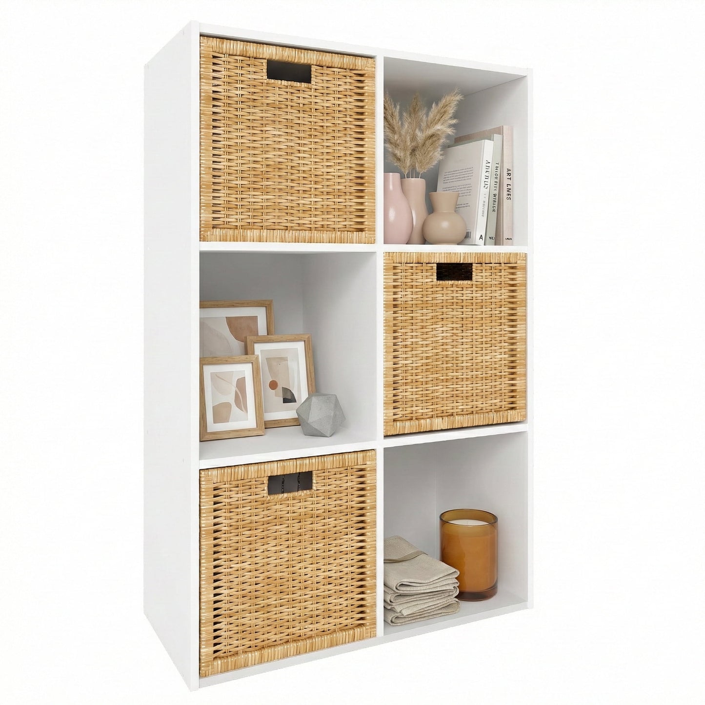 TrumanPick 6-Cube Storage Organizer, 24"W x 36"H x 12"D Cube Standing Bookshelf with Removable Back Panels for Living rooms, Offices,and Study Rooms - White