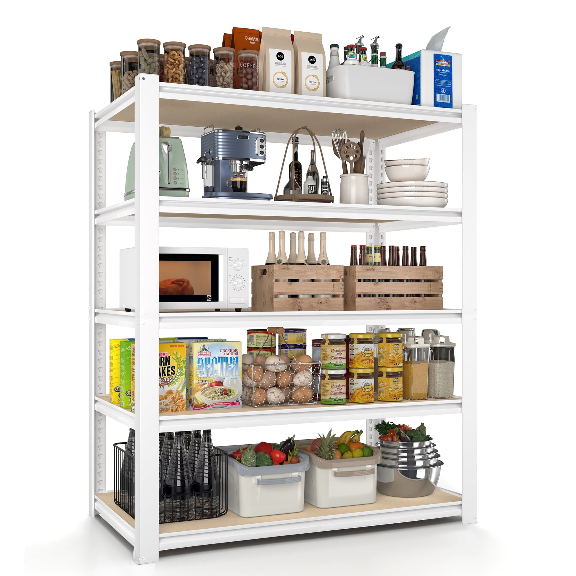 TrumanPick Garage Storage Shelves 5 Tier 36''W x 16''D x 72''H Adjustable Heavy Duty Metal Shelving Unit for Kitchen Pantry Garage, White