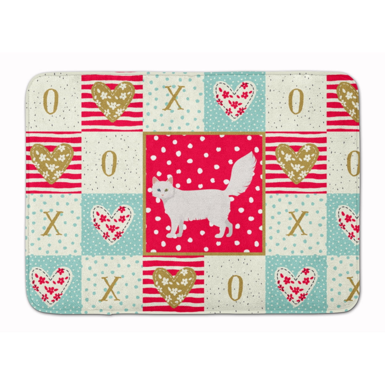 Turkish Angora Cat Love Machine Washable Memory Foam Mat Red