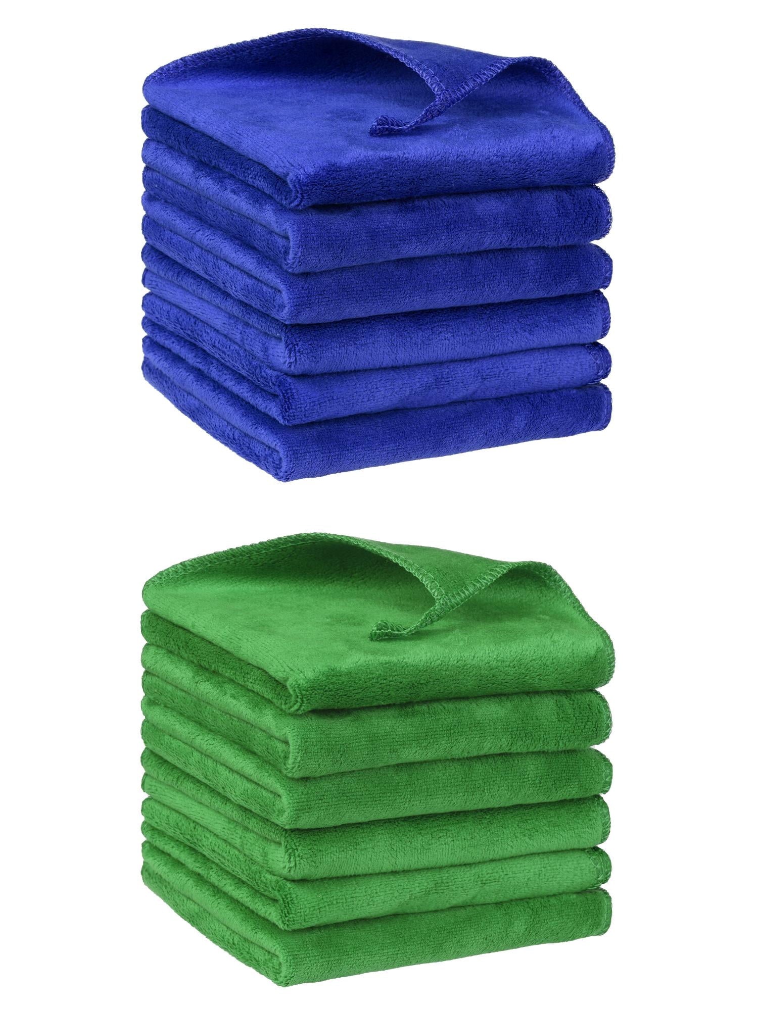 Unique Bargains 12"x12" Microfiber Thick Absorbent Dishwashing Kitchen Towels Purple,Green