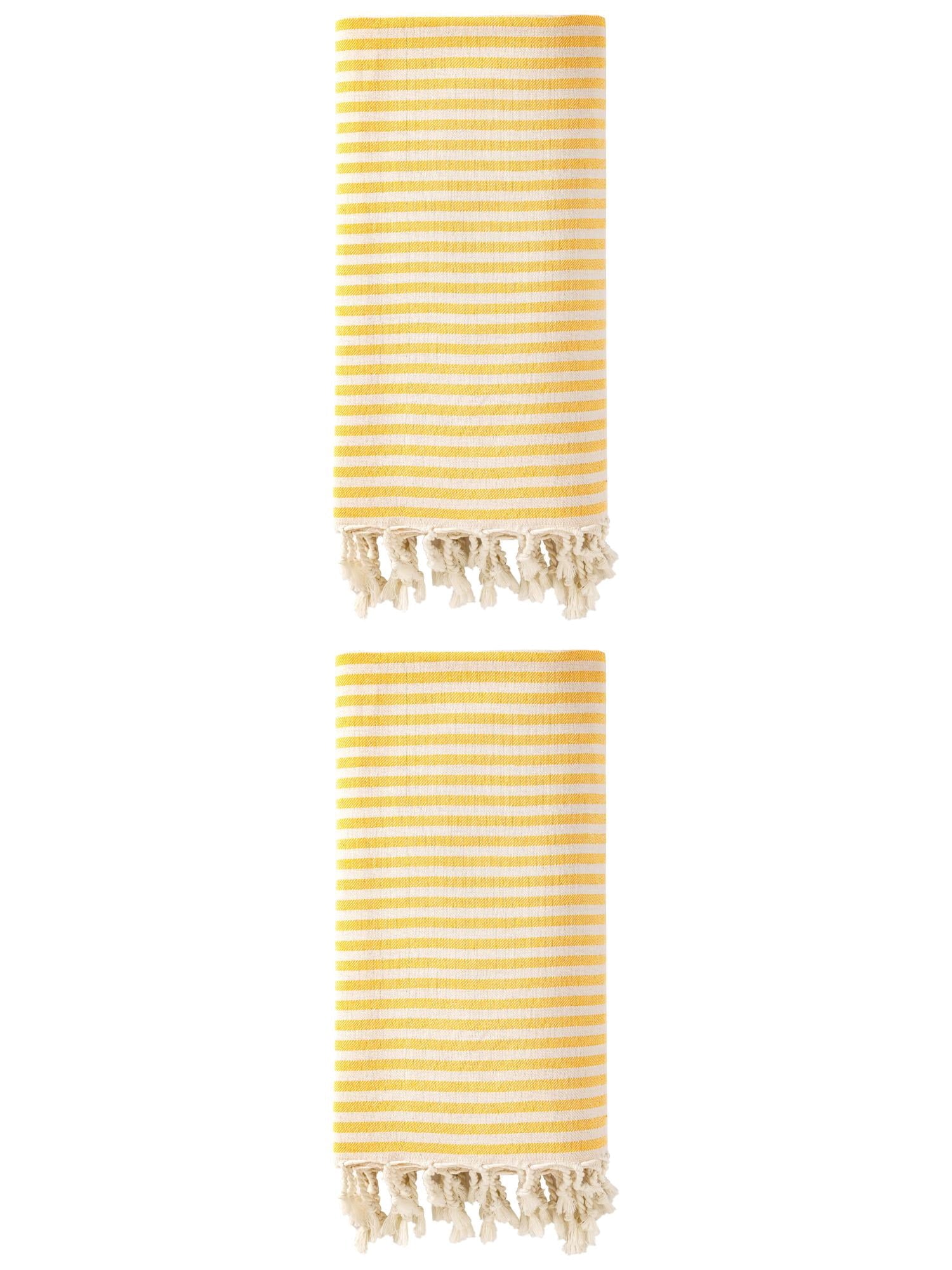 Unique Bargains 2 Pack Soft Sand Free Quick Dry Turkish Towel Yellow 71"x40"