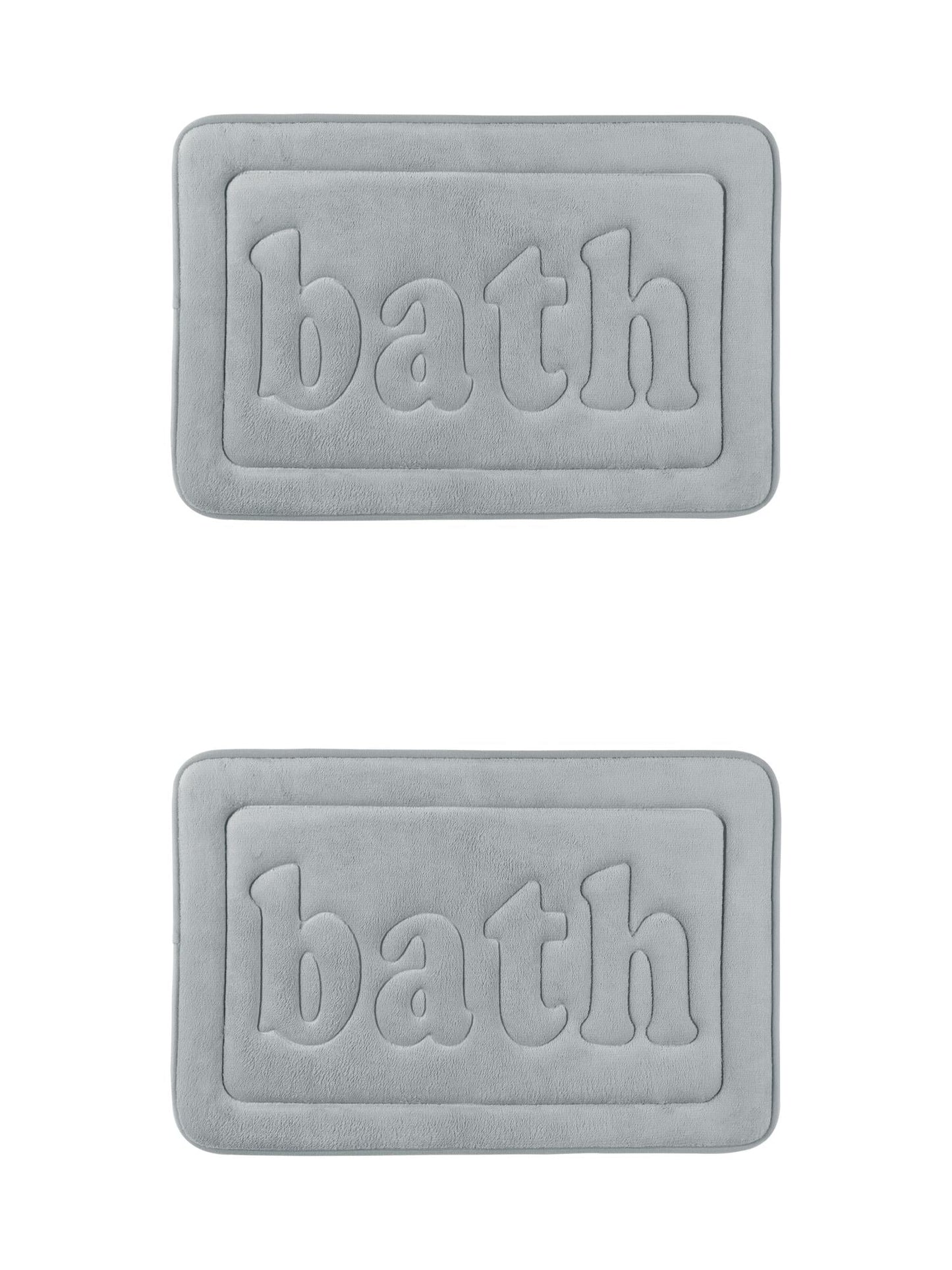 Unique Bargains 2 Pcs Bath Mat Non Skid Bottom Bath Rugs Light Grey 16" x 24"/20" x 32"