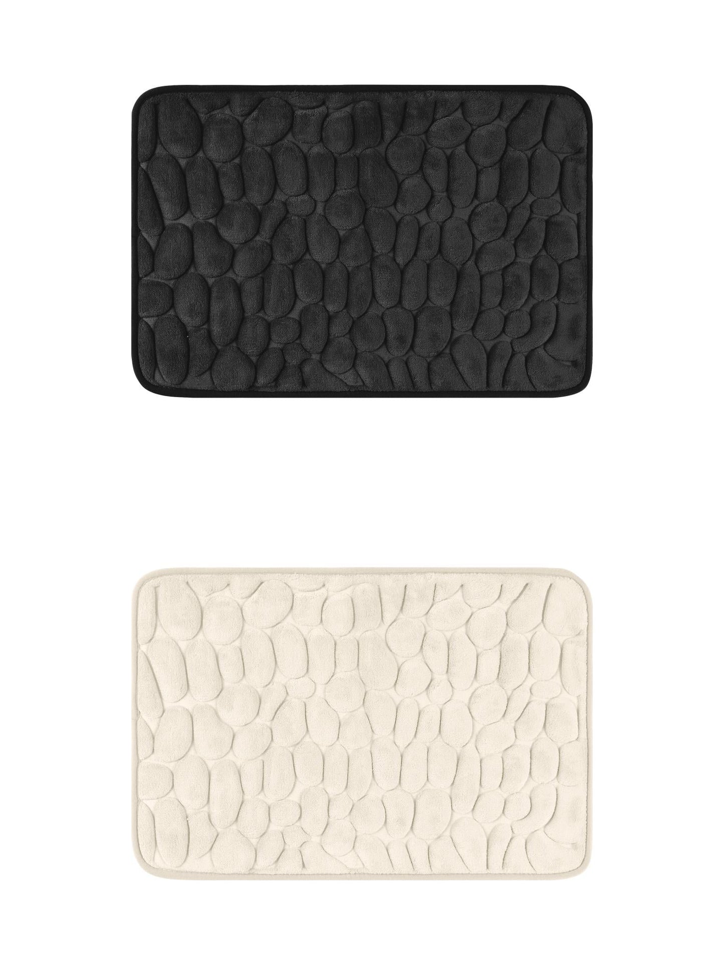 Unique Bargains 2 Pcs Bath Mat Quick Dry Bath Mats Black/Khaki 20" x 32"