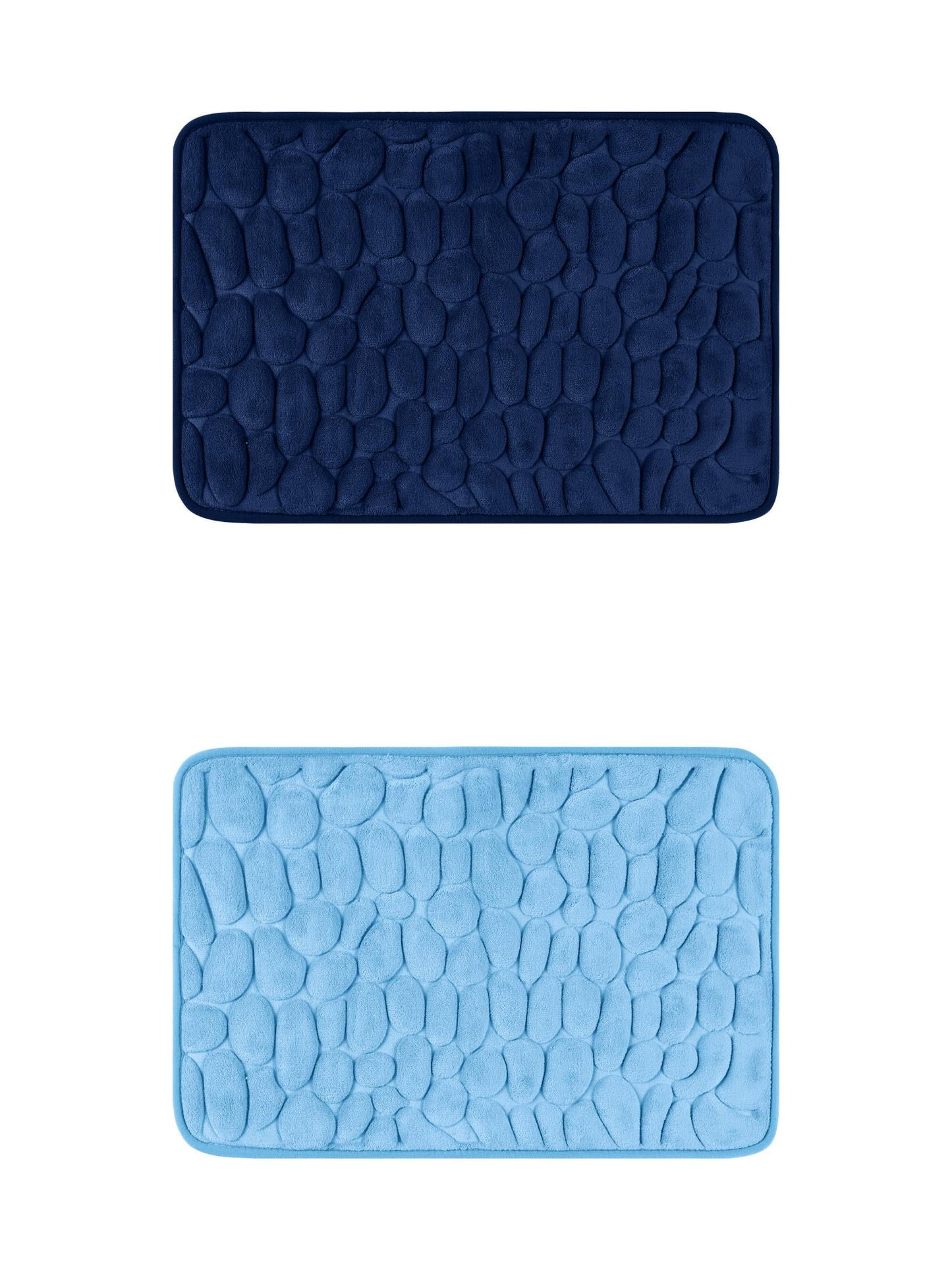 Unique Bargains 2 Pcs Bath Mat Quick Dry Bath Mats Light Blue/Navy Blue 16" x 24"