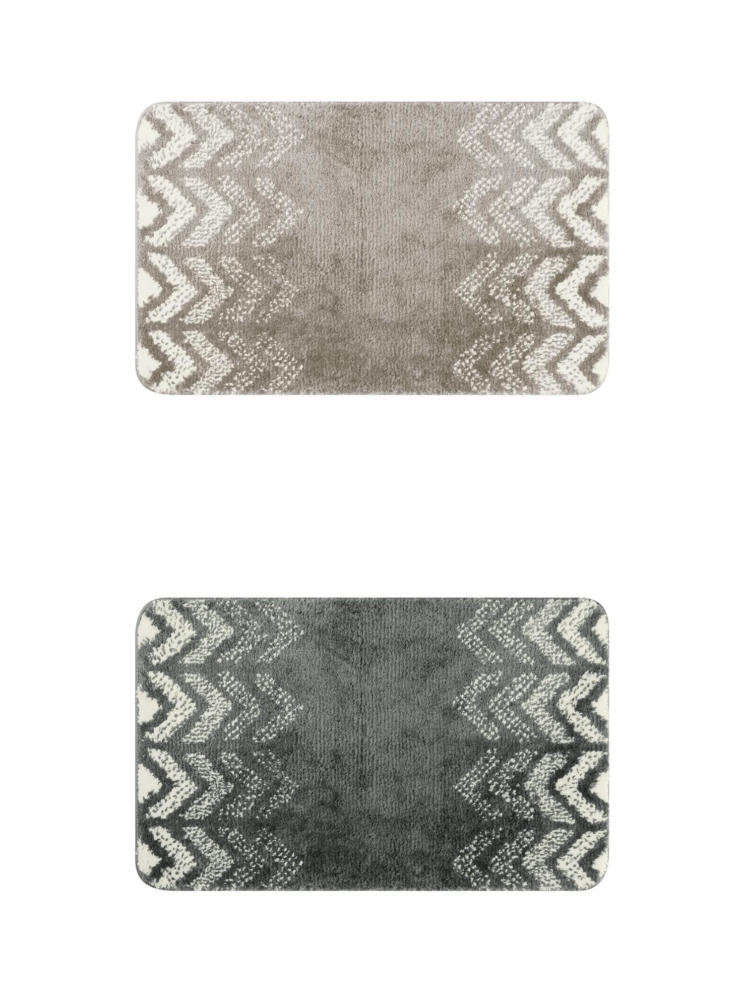 Unique Bargains 2 Pzas Tapetes de BaÃ±o con Patrones GeomÃ©tricos Absorbentes Antideslizantes Gris Oscuro/gris 20" x 32"