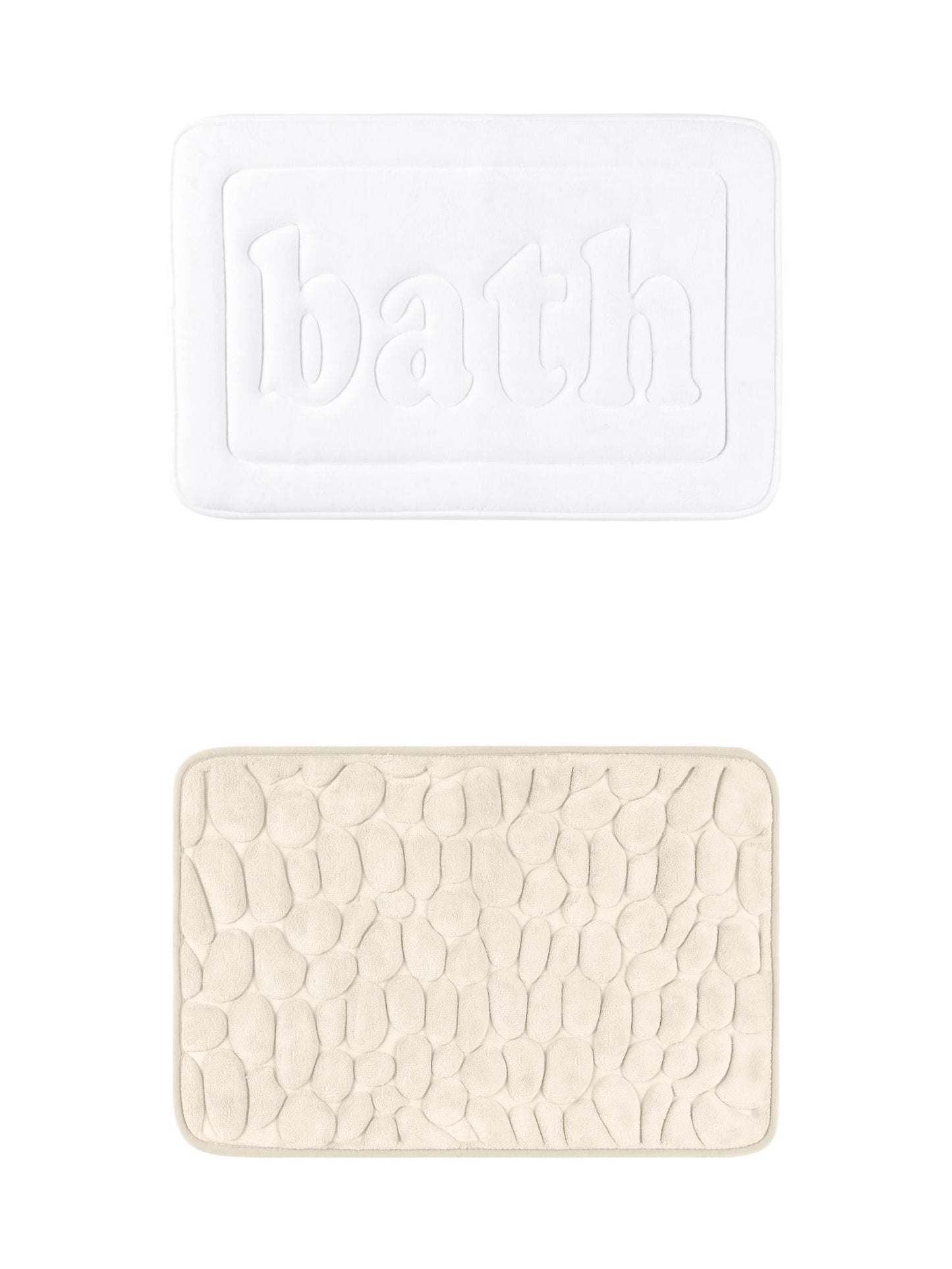 Unique Bargains 2 Pcs Memory Foam Absorbent Bathroom Rugs Khaki/White 20" x 32"
