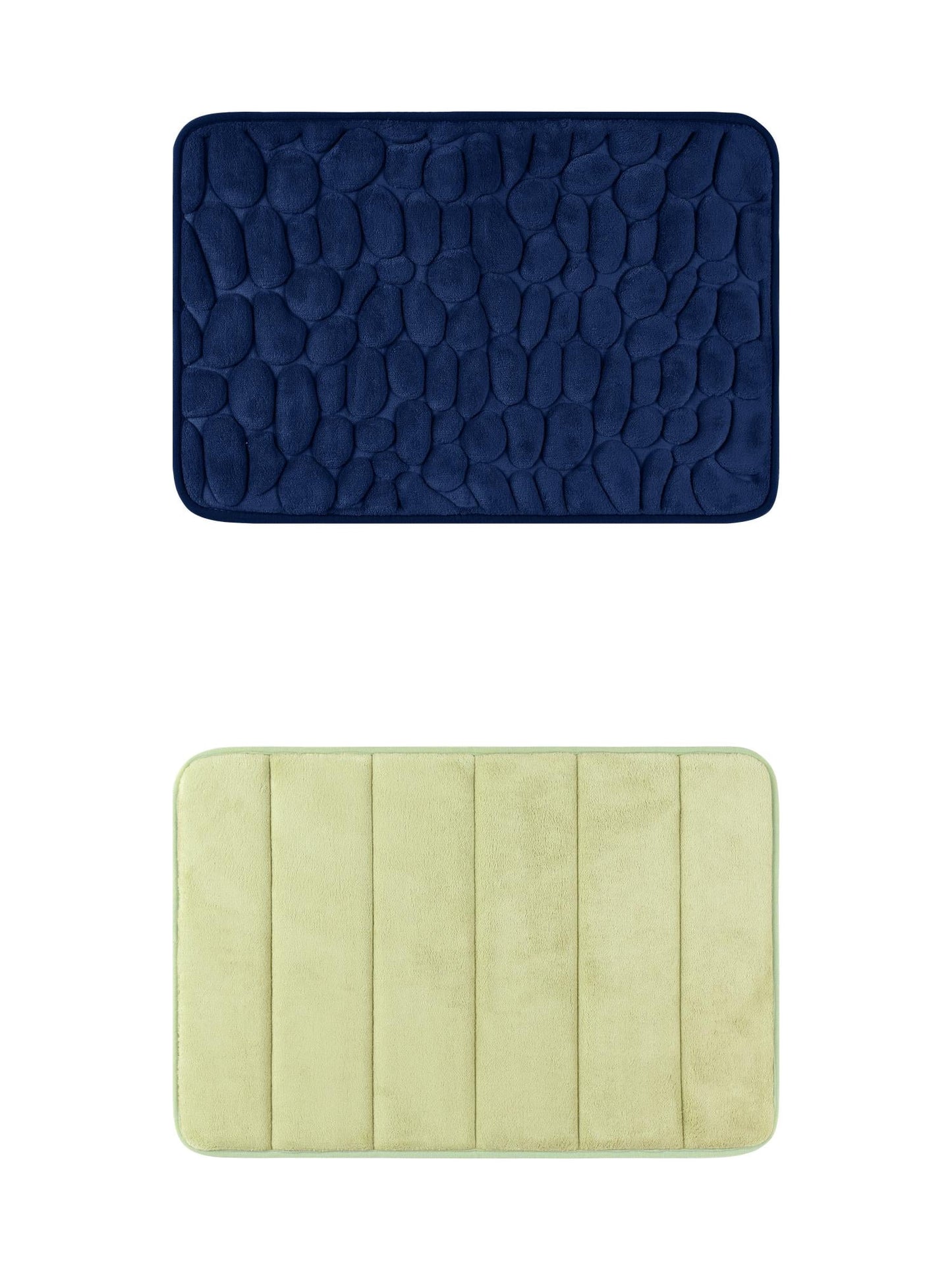 Unique Bargains 2 Pcs Non Slip Soft Bathroom Mat Green/Navy Blue 16" x 24"