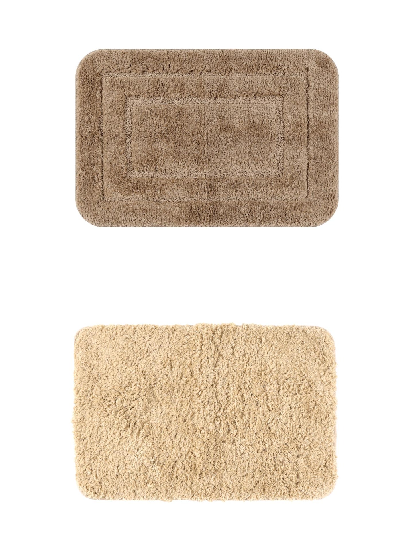 Unique Bargains 2 Pcs Non-Slip Soft Quick Dry Bath Rugs Khaki/Brown 16" x 24"