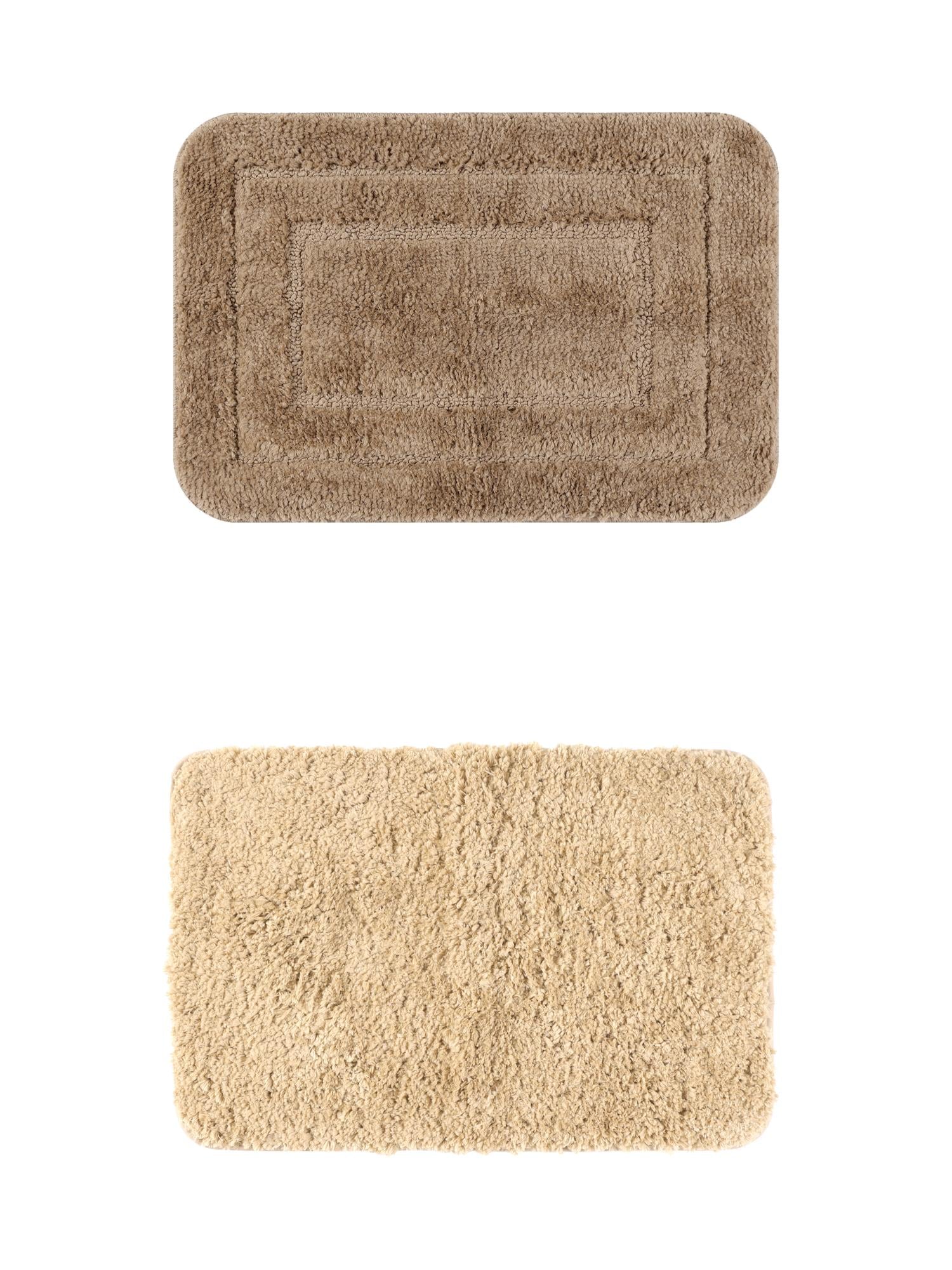 Unique Bargains 2 Pcs Non-Slip Soft Quick Dry Bath Rugs Khaki/Brown 16" x 24"