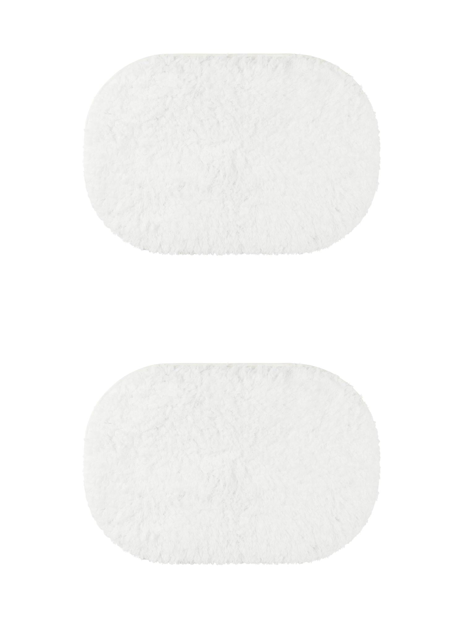 Unique Bargains 2 Pcs Shag Bath Rugs Absorbent Soft Thick Bathroom Mats White 16" x 24"