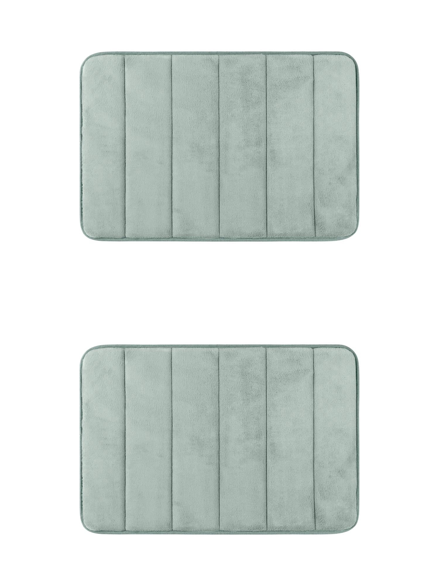 Unique Bargains 2 Pcs Soft Thick Absorbent Quick Dry Bathroom Bath Rugs Non Slip Grey 16" x 24"