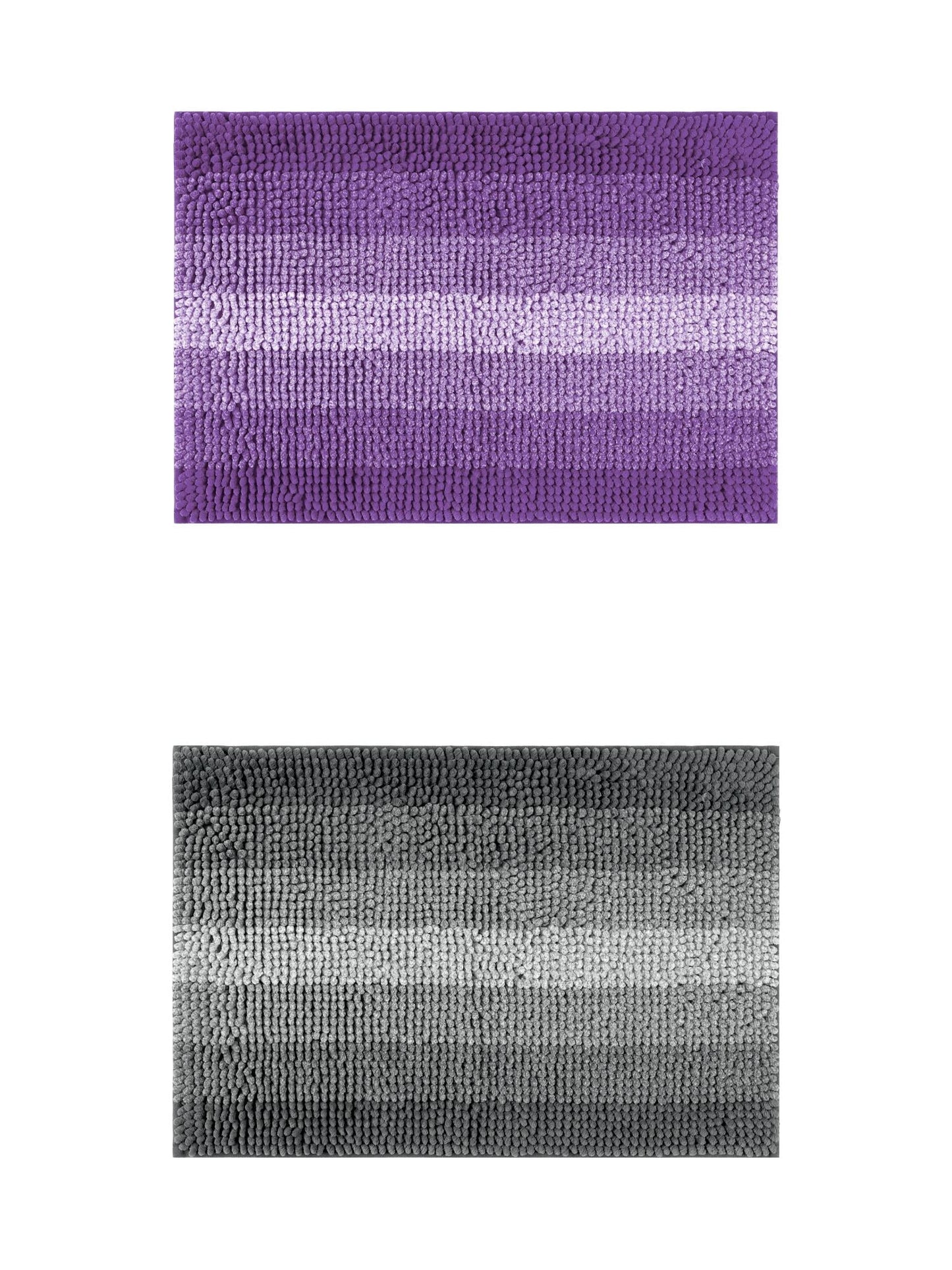 Unique Bargains 2 Pcs Striped Mats Non-Slip Bath Carpet Black/Purple 16" x 24"