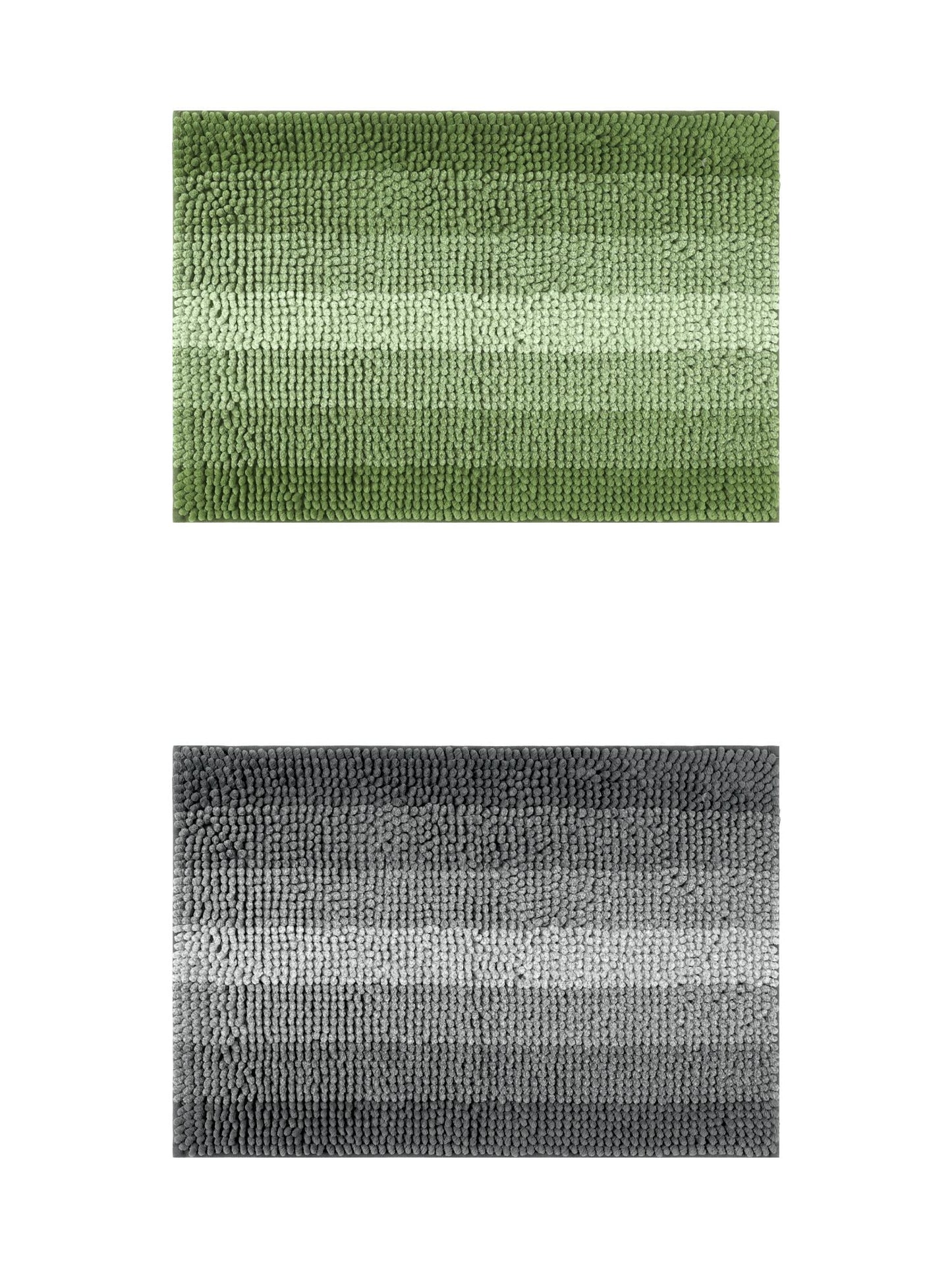 Unique Bargains 2 Pcs Striped Mats Non-Slip Bath Carpet Green/Black 20" x 32"