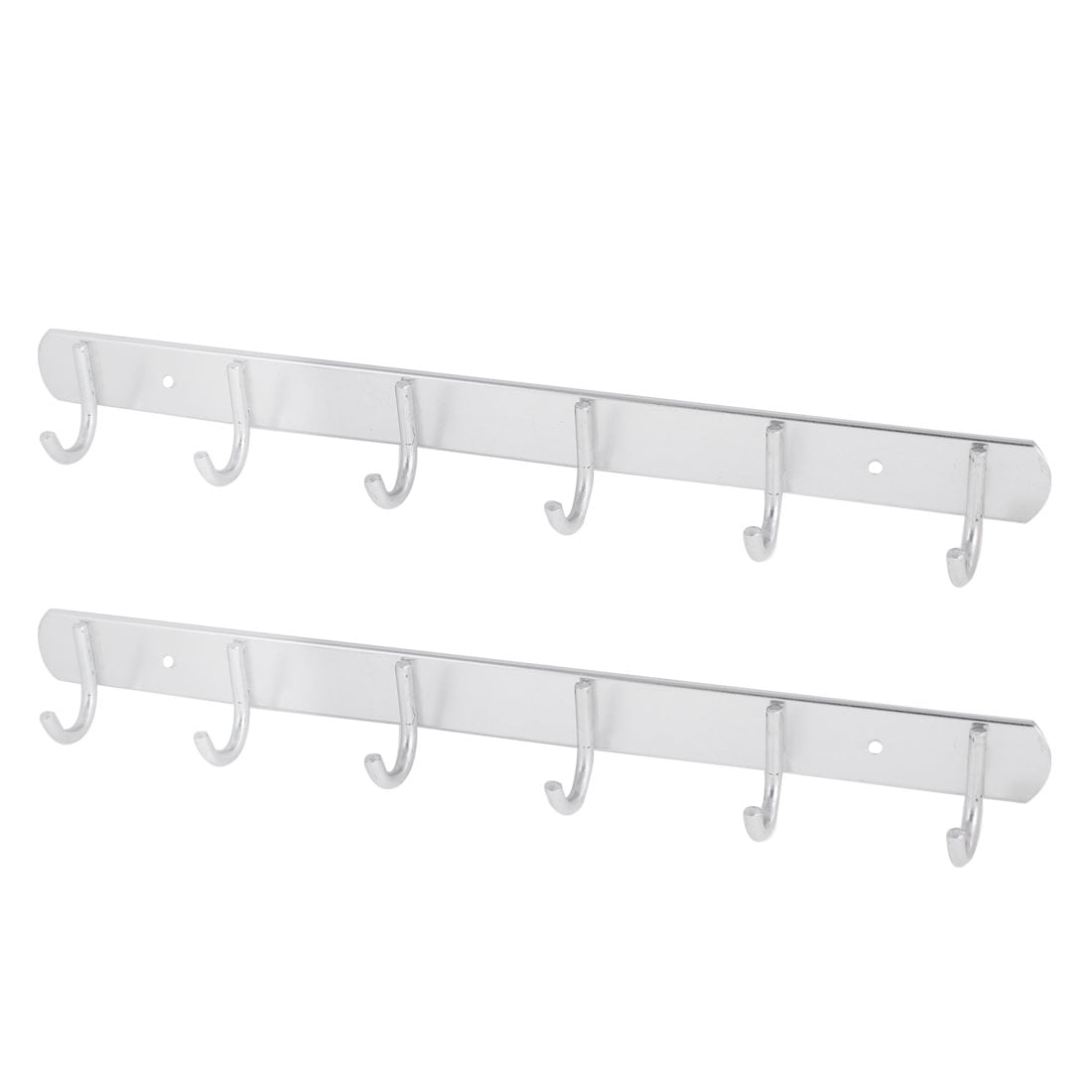 Unique Bargains 2 Pcs Wall Mounted Hat Towel Coat Hanging Rack 6 Hooks Hanger