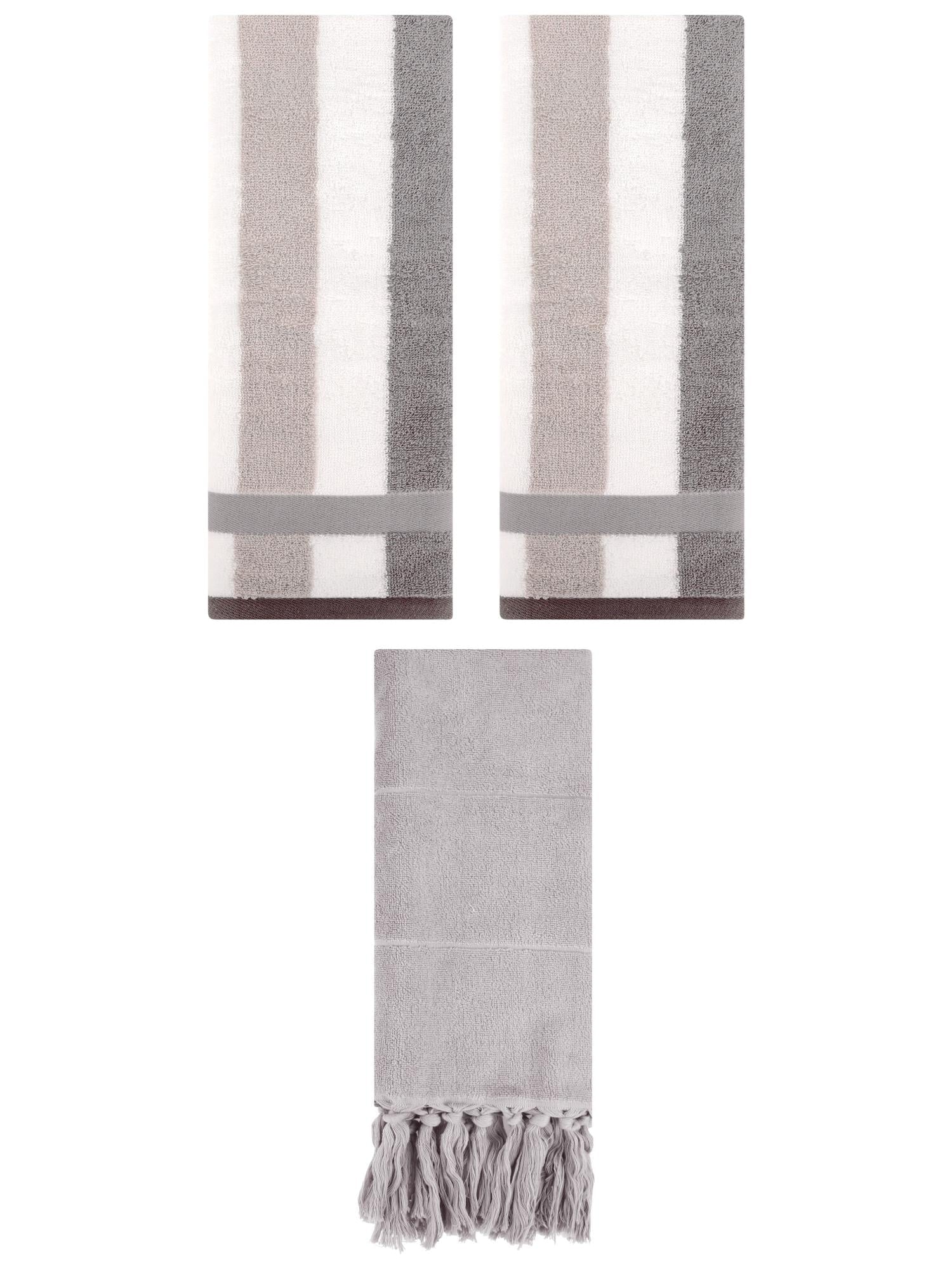 Unique Bargains 3 Pack Absorbent Comfy Hand Towel Grey 14"x30"/13"x29"