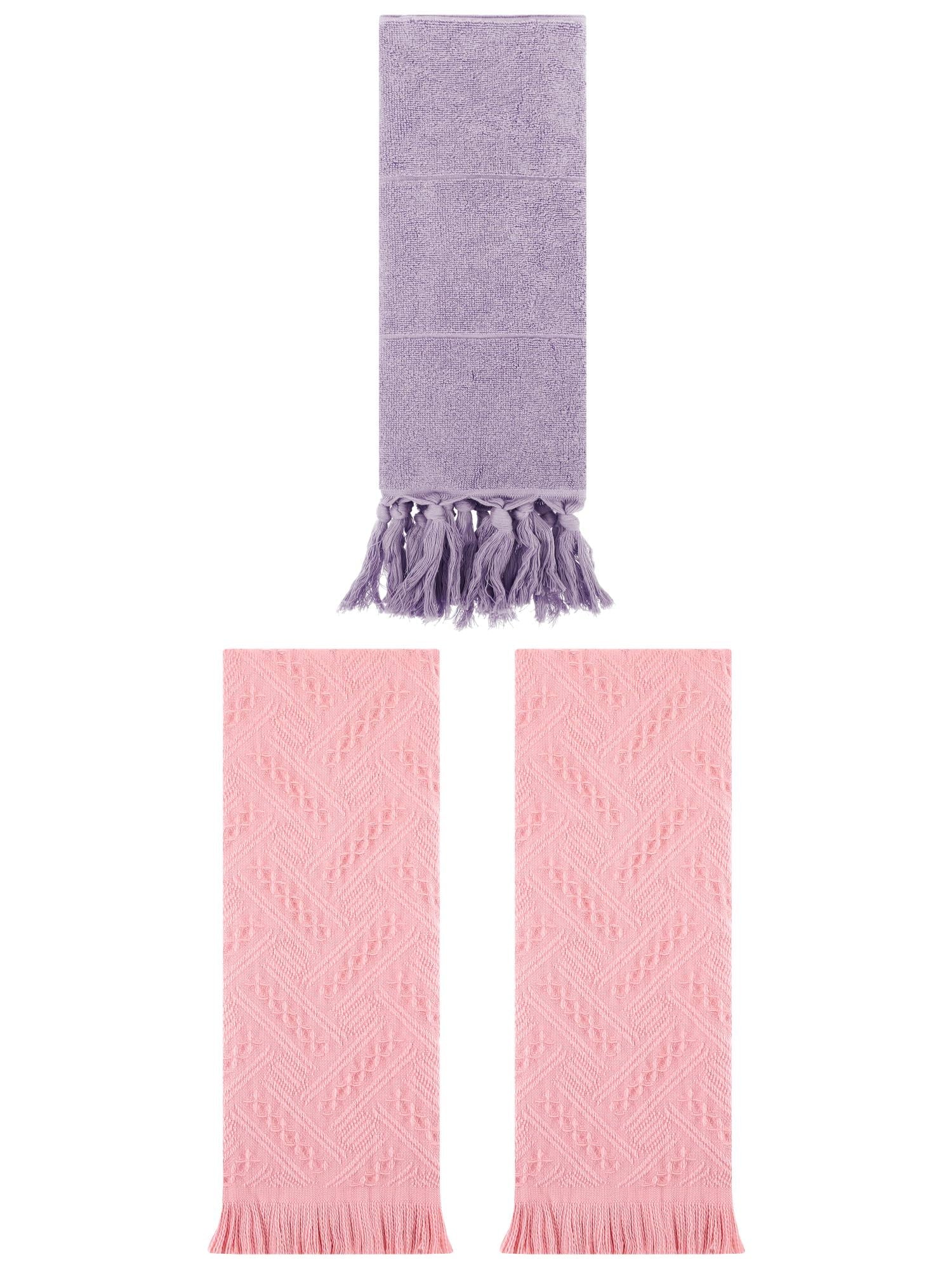 Unique Bargains 3 Pack Soft Boho Turkish Hand Towels Purple/Pink 14"x30"/13"x29"