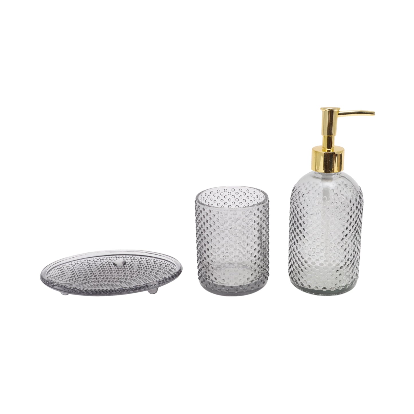 Unique Bargains 3 Pcs Reusable Dot Bathroom Accessories Kit Black