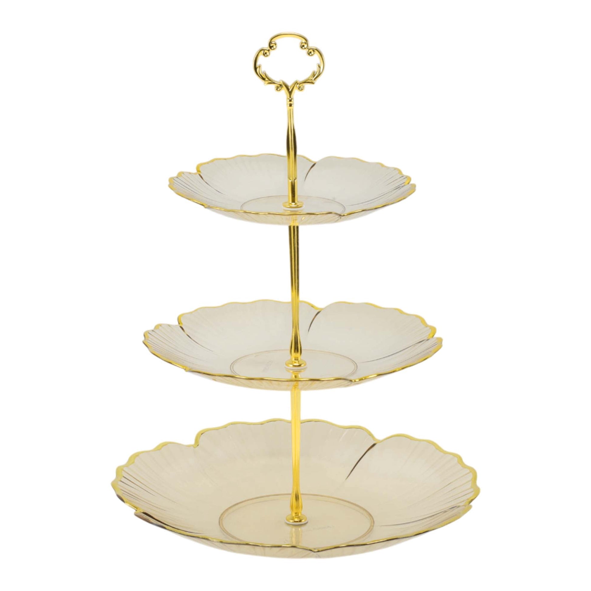 Unique Bargains 3 Tier Dessert Cupcake Stand Holder with Five Petals Design Brown