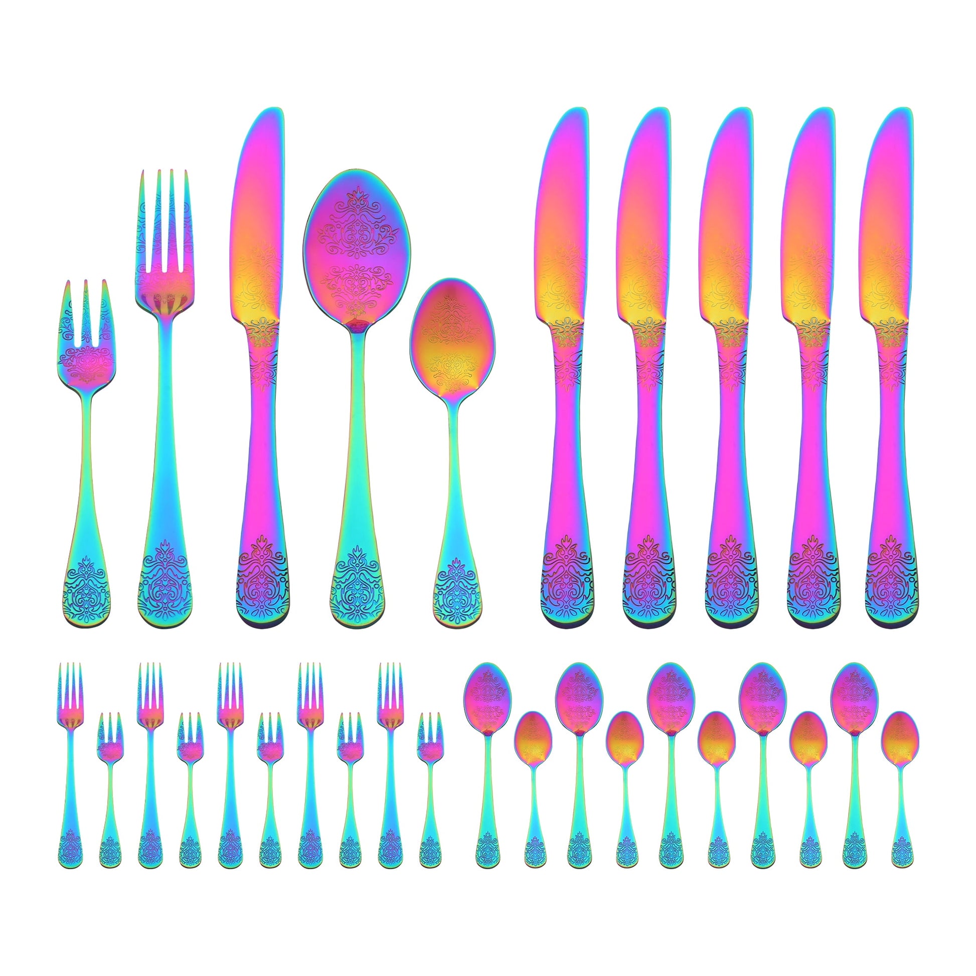Unique Bargains 30 Pieces Modern Stainless Steel Silverware Set for 6 Colorful