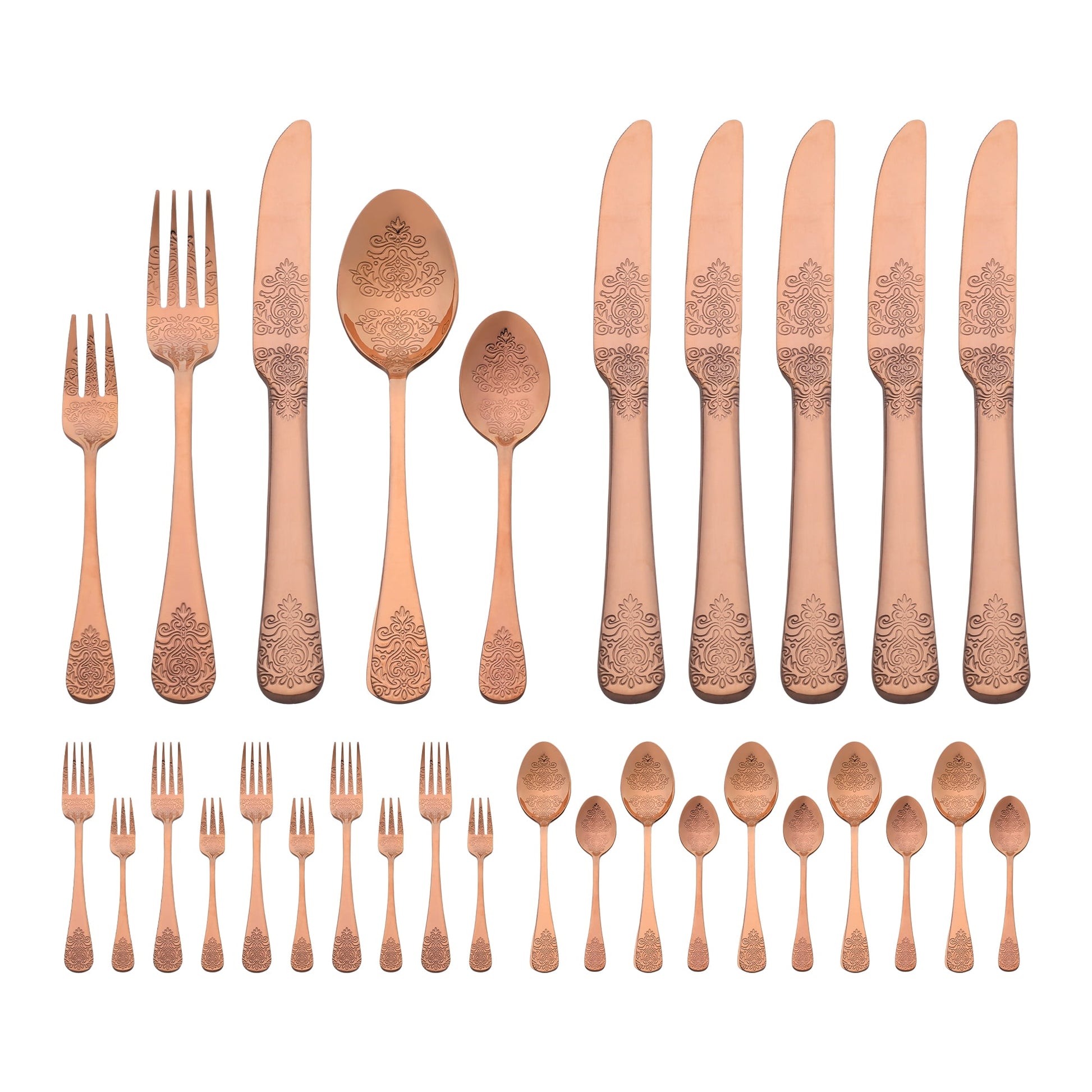 Unique Bargains 30 Pieces Modern Stainless Steel Silverware Set for 6 Rose Gold
