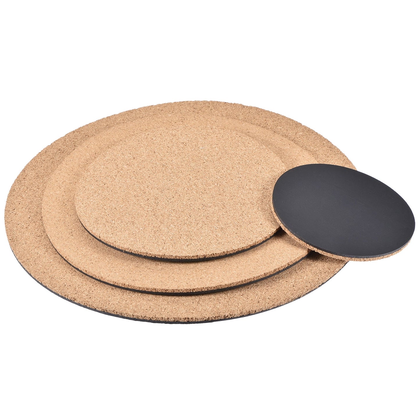 Unique Bargains 4" 6" 8" 10" Round Plastic Cork Home Plant Mat Coaster Pad 4in1 Set