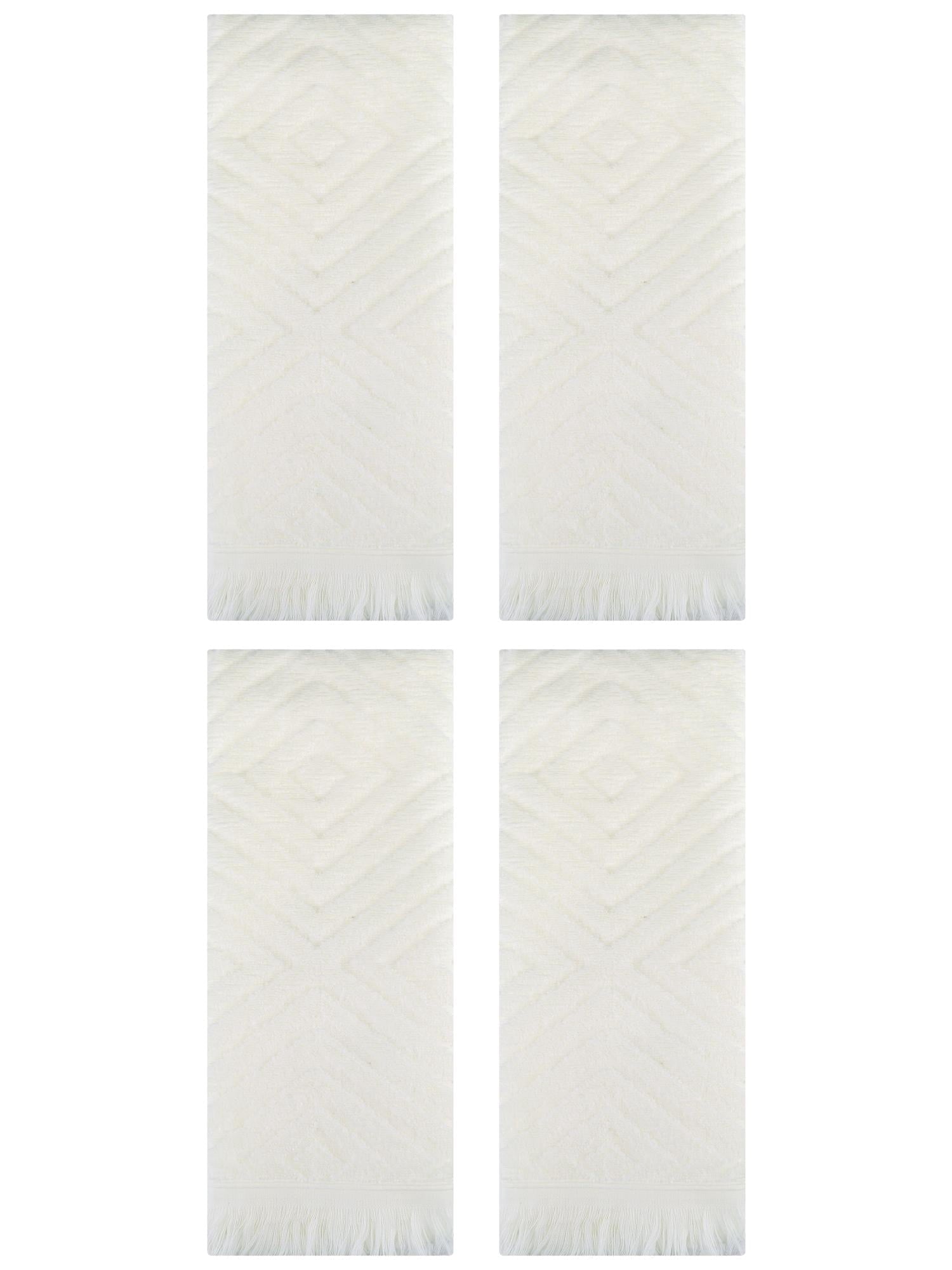 Unique Bargains 4 Pcs Cotton Geometric Patterns Turkish Towels 13" x 29" Beige