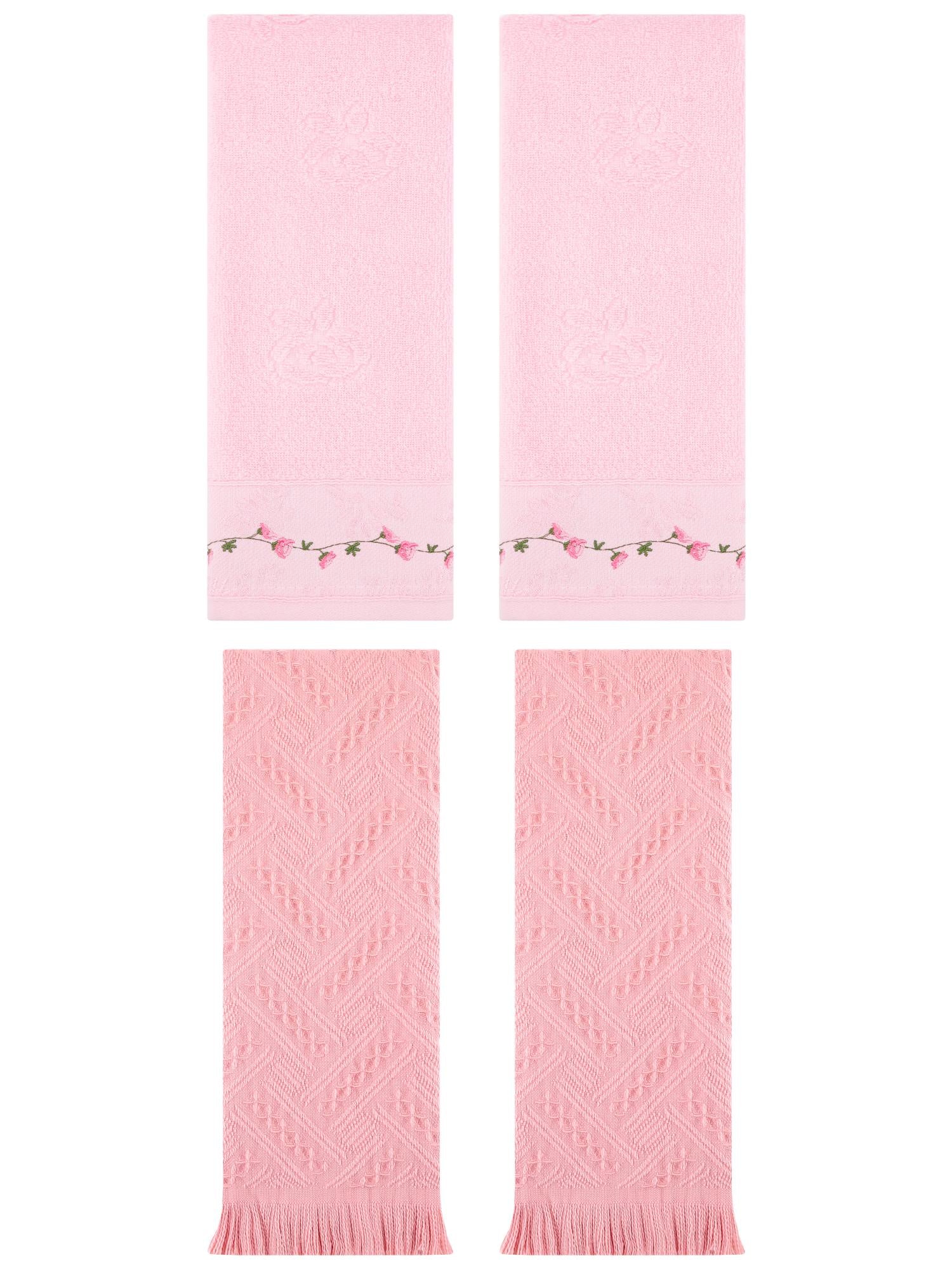 Unique Bargains 4 Pcs Soft Bathroom Hand Towels 13" x 29" Pink