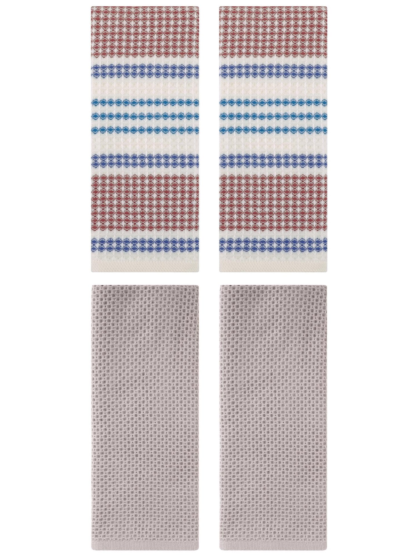 Unique Bargains 4 Pcs Soft Waffle Hand Towel Camel/Blue Brown 13" x 30"/13" x 29"