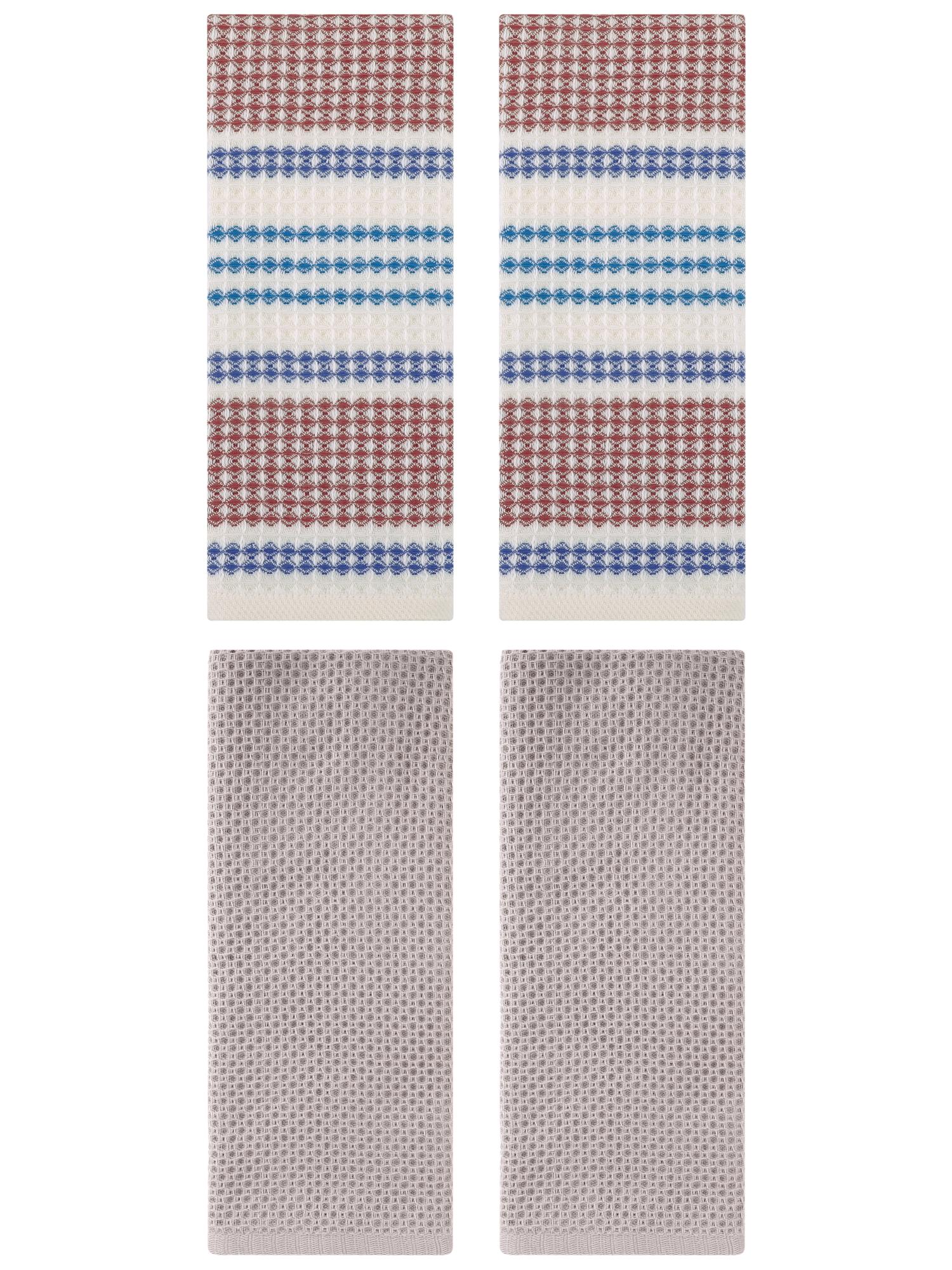 Unique Bargains 4 Pcs Soft Waffle Hand Towel Camel/Blue Brown 13" x 30"/13" x 29"