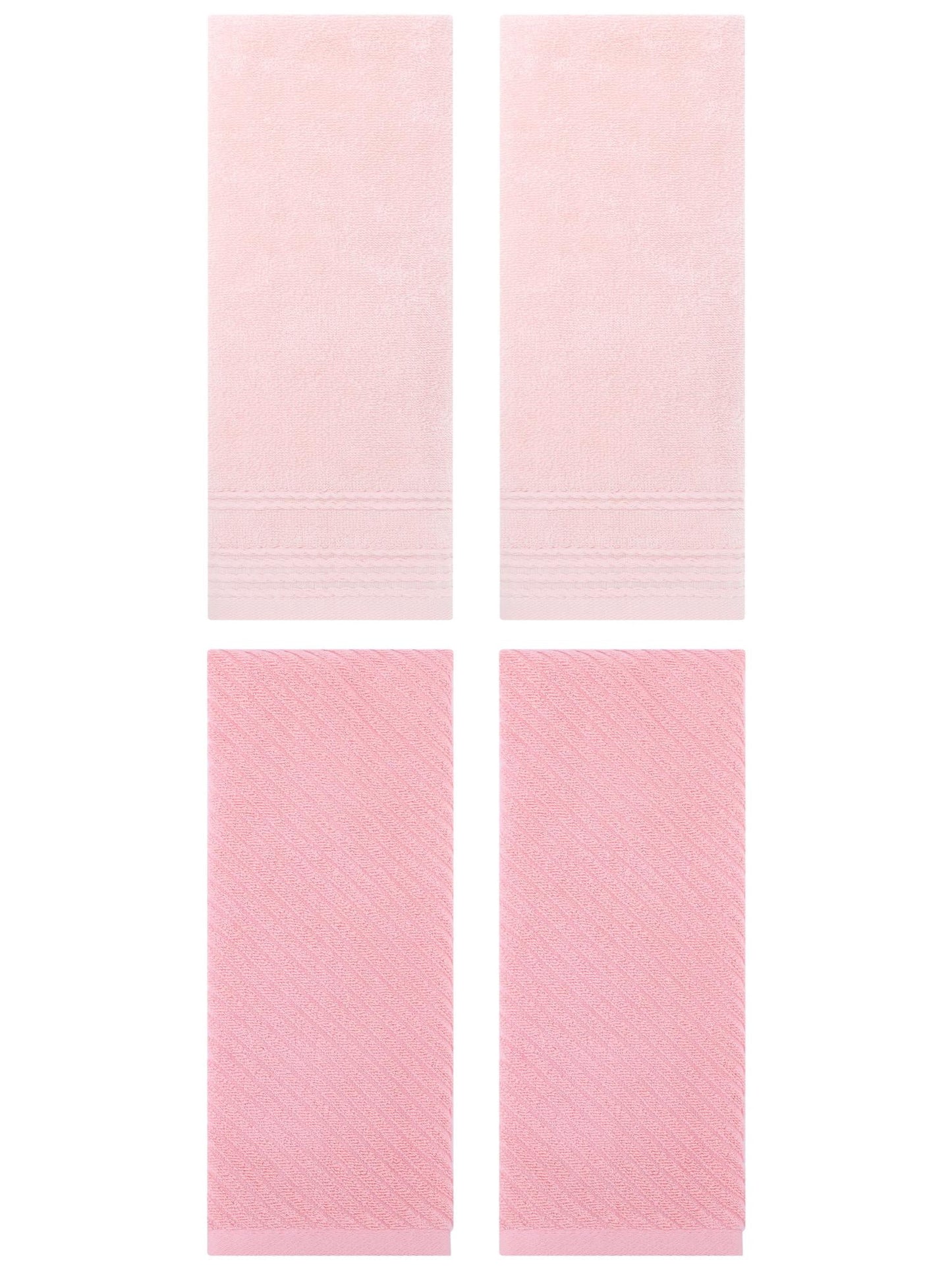 Unique Bargains 4 Pcs Striped Quick Drying Non-Linting Hand Towel 14" x 30" Pink