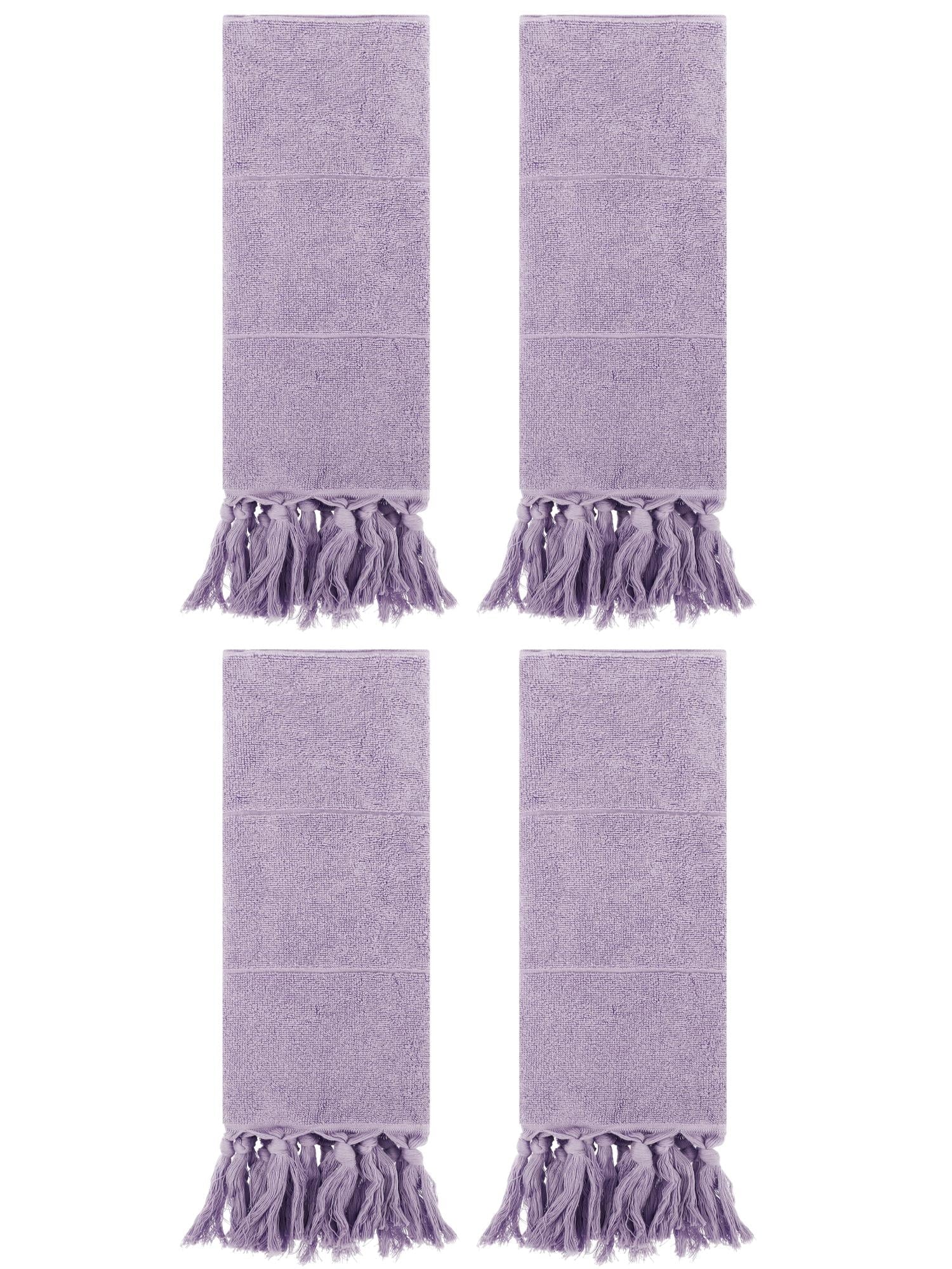 Unique Bargains 4 Pcs Turkish Hand Towels Purple 14" x 30"