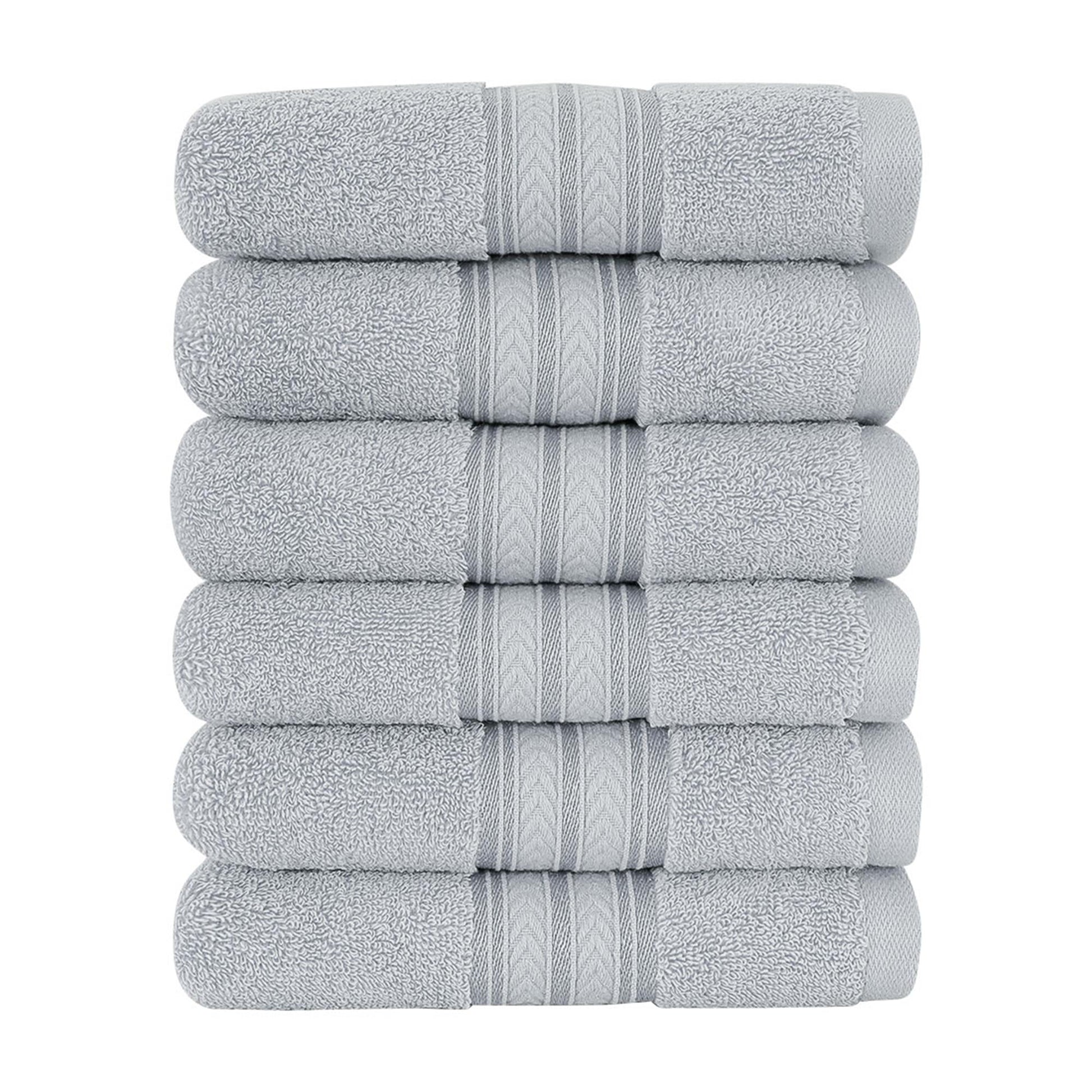 Unique Bargains 6-Pack 100% Cotton Absorbent Bathroom Towel Gray