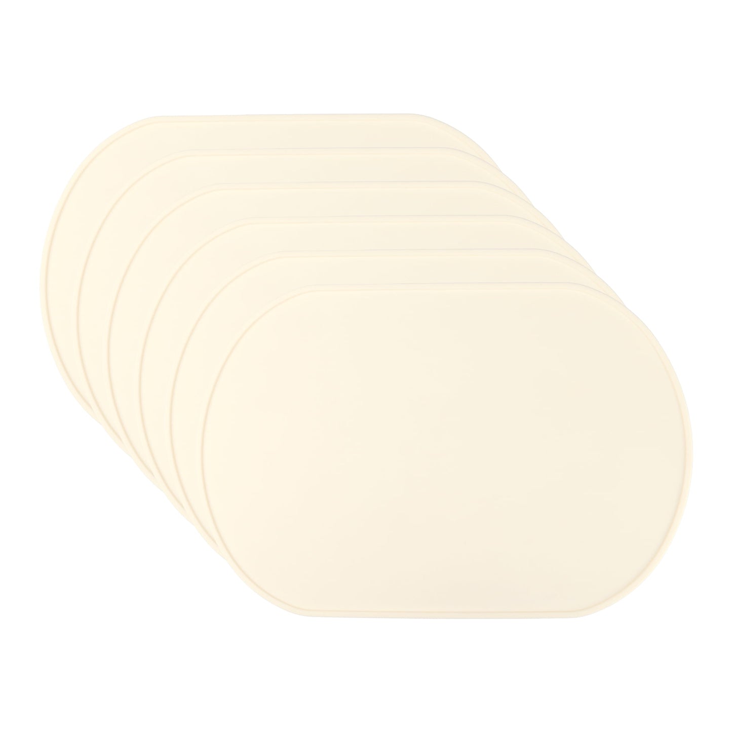Unique Bargains 6 Pack Silicone Placemats for Kitchen Dining Table Decor Milk White 15"x10"