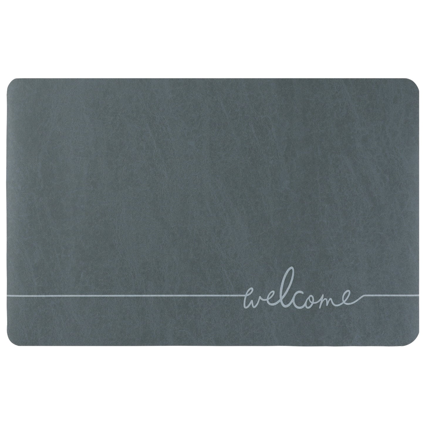 Unique Bargains Absorbent Bath Mat Non-Slip Floor Rug for Bathroom Kitchen Shower Sink Navy Blue Welcome-3 20"x32"
