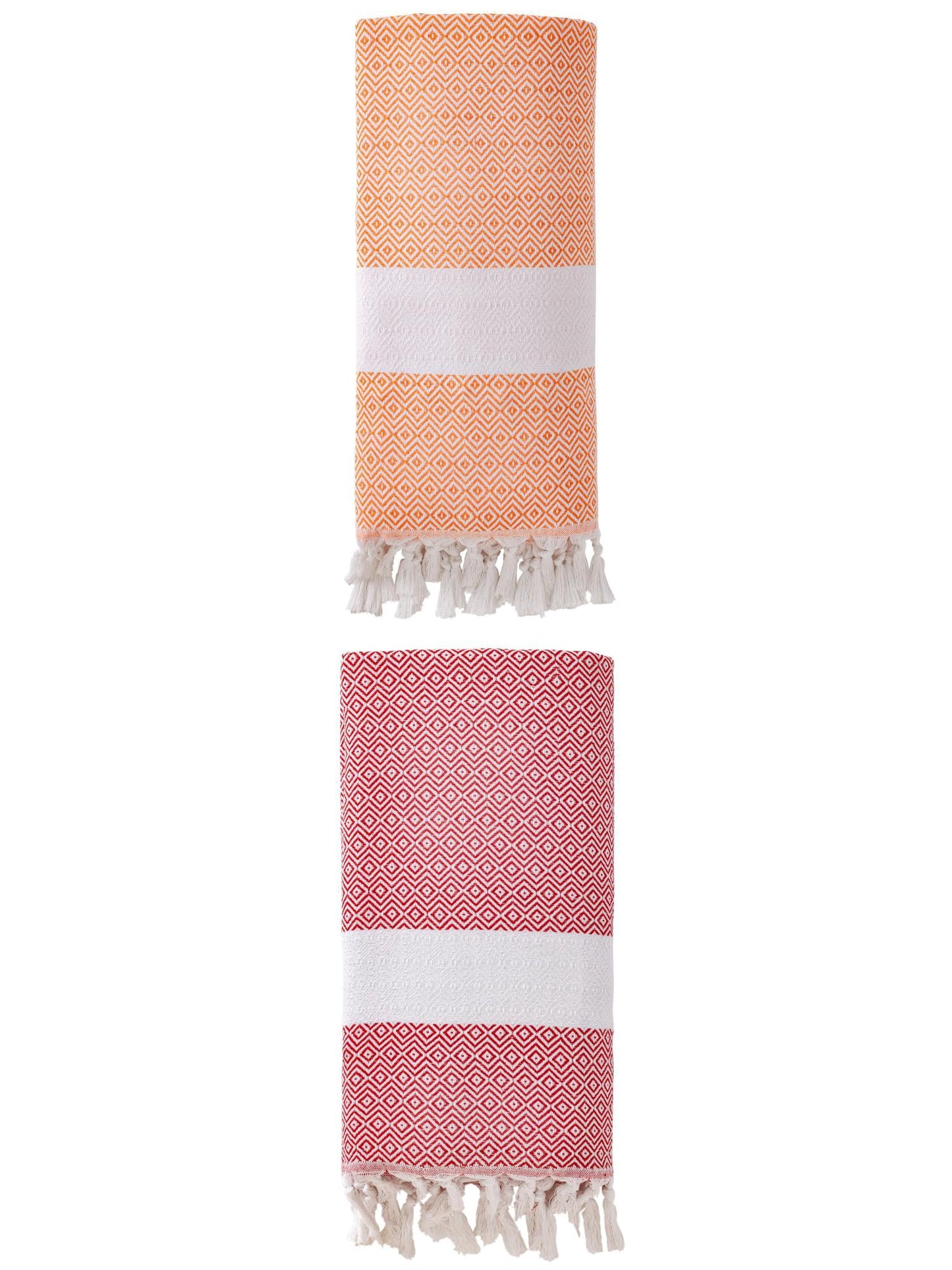 Unique Bargains Geometric Sandproof Quick Dry Turkish Towel Orange/Crimson 71"x40"