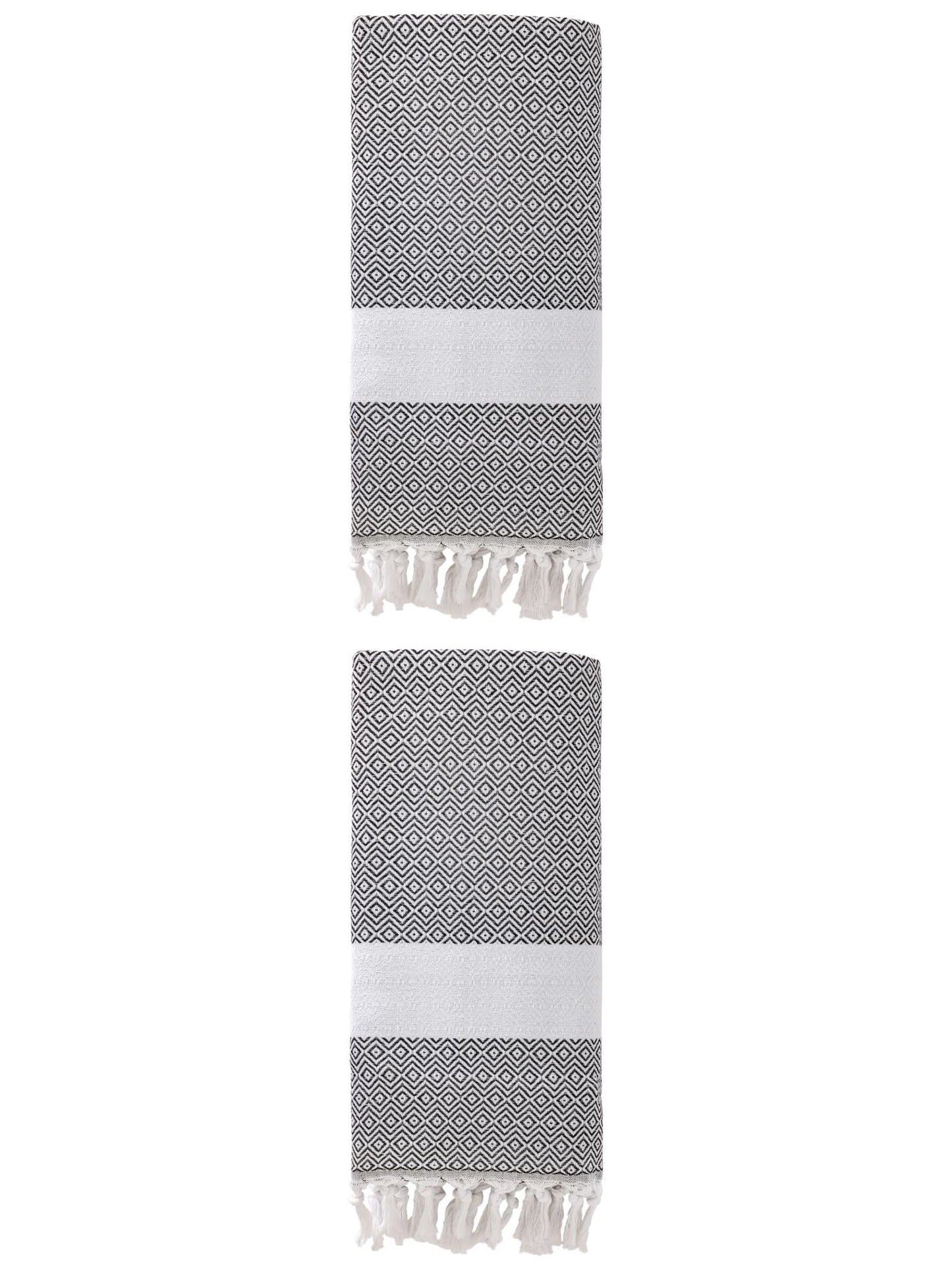 Unique Bargains Geometric Sandproof Turkish Beach Towel Dark Grey 71"x40"