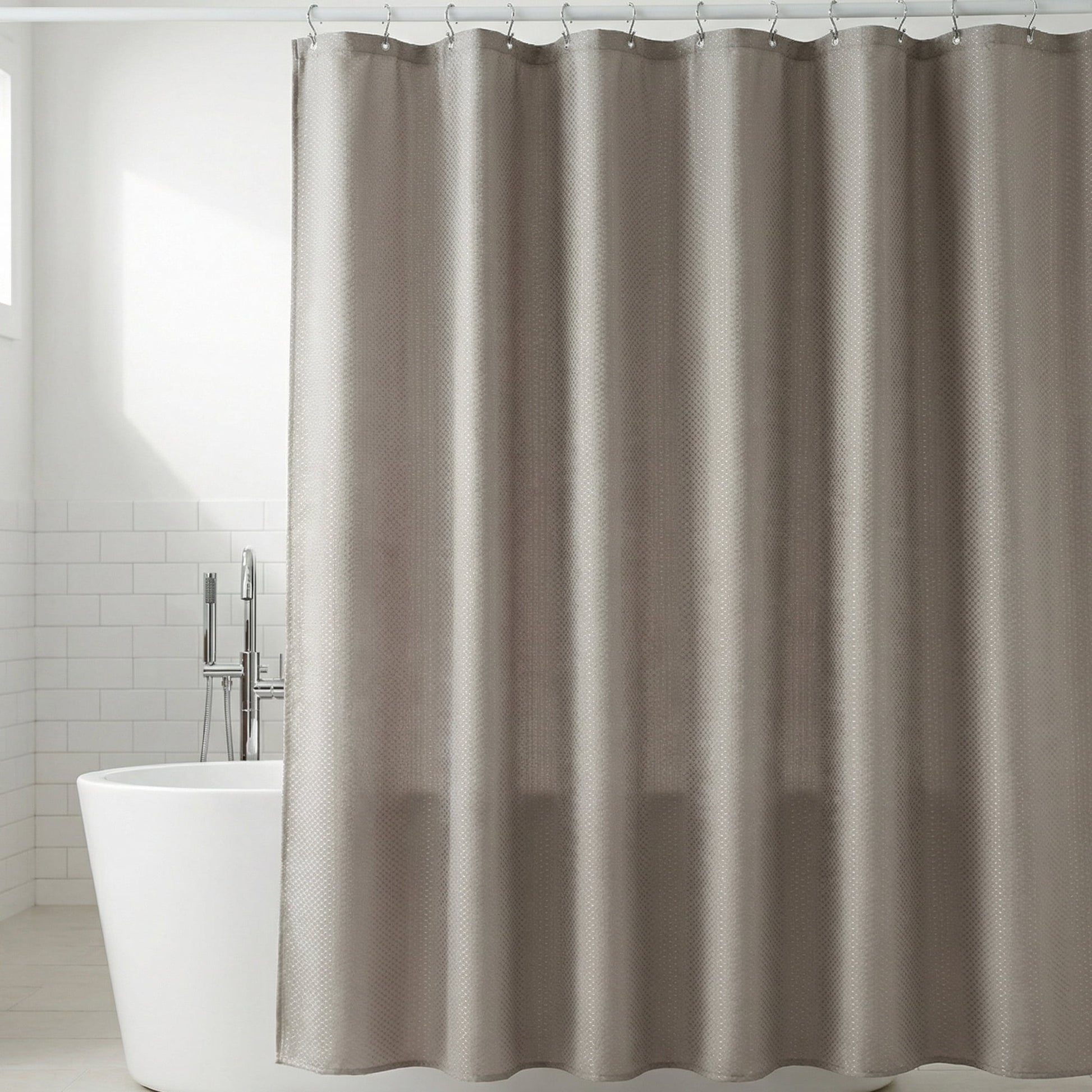 Unique Bargains Geometric Shower Curtain Sets with 12 Hooks Grey 71"W x 71"L