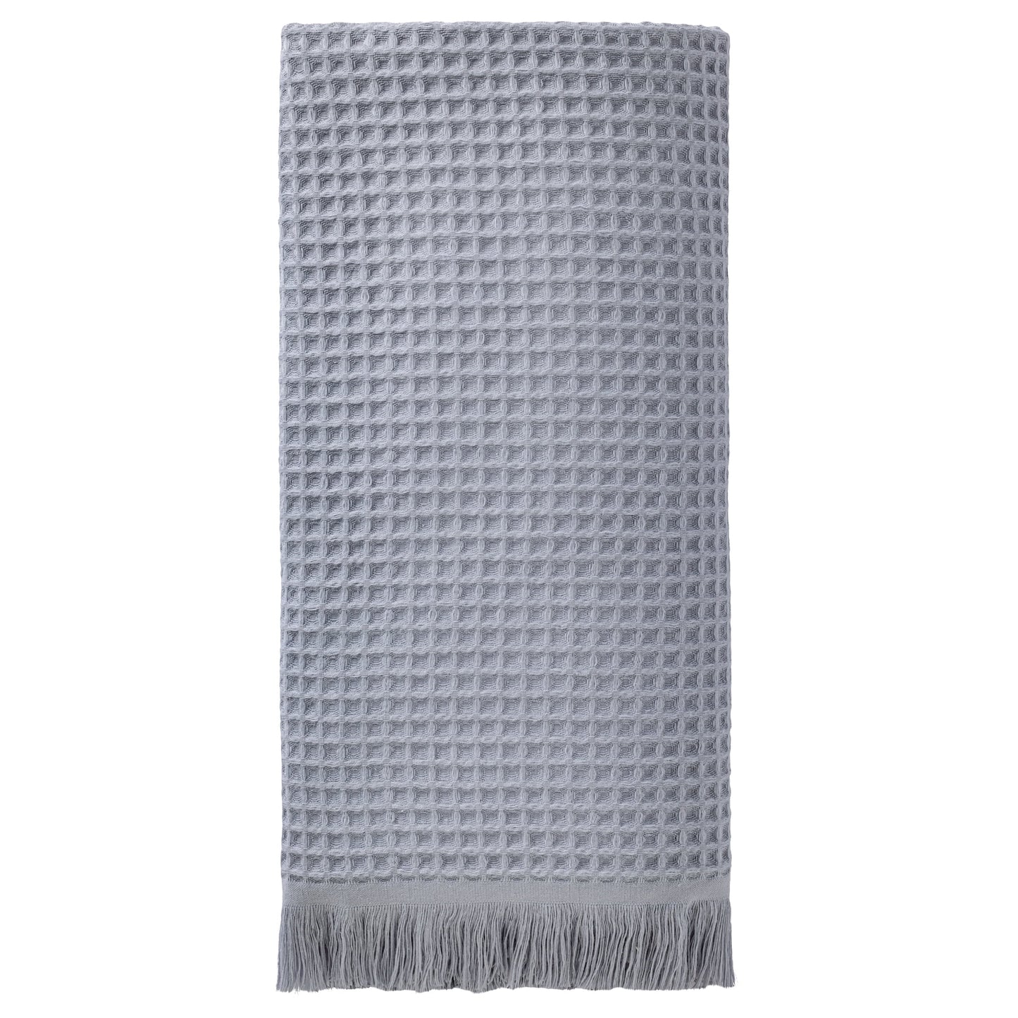 Unique Bargains Highly Absorbent Cotton Waffle Bath Towel with Tassel Grey 71" x 35"