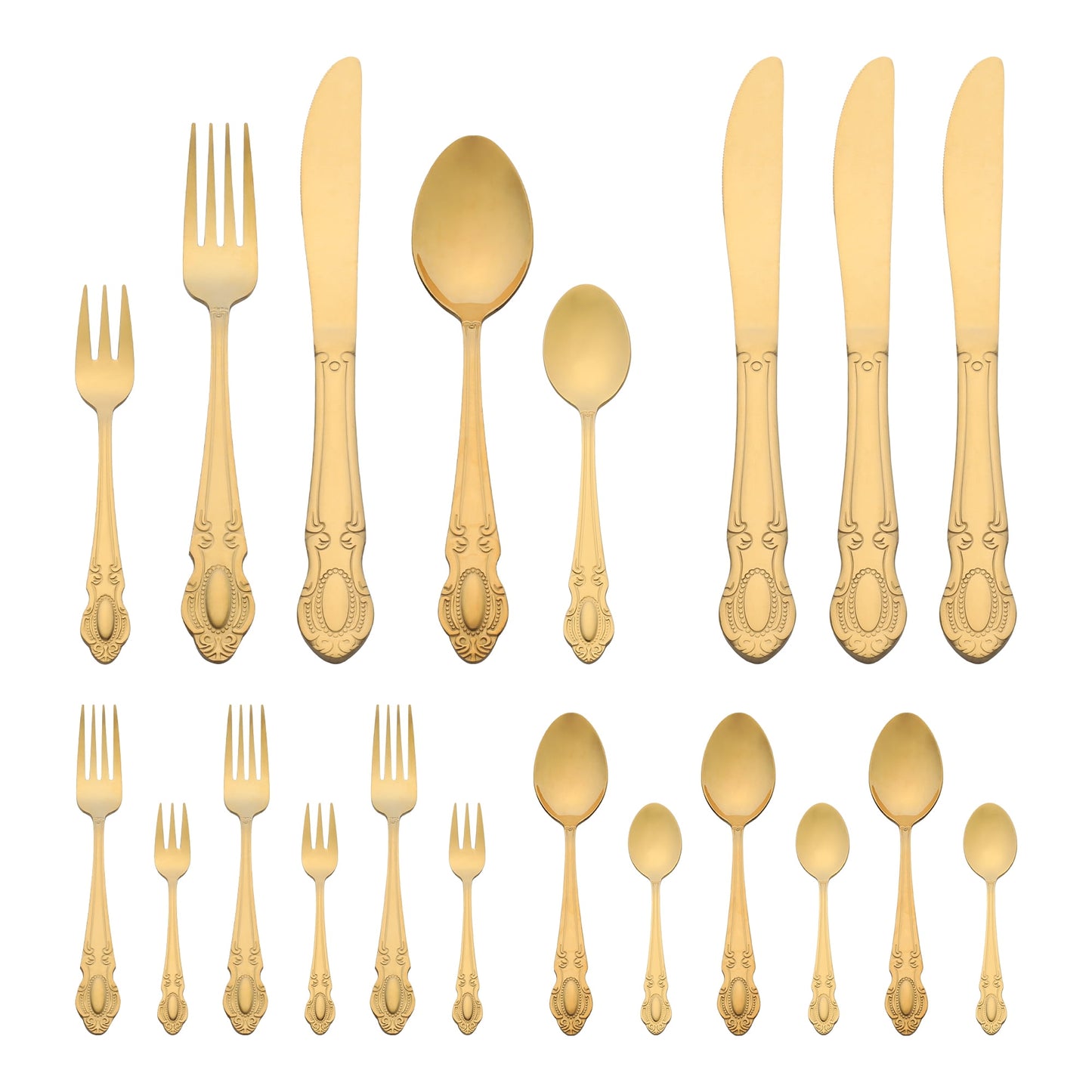 Unique Bargains Mirror Polished Stainless Steel Flatware Set Gold/Silver 20pcs