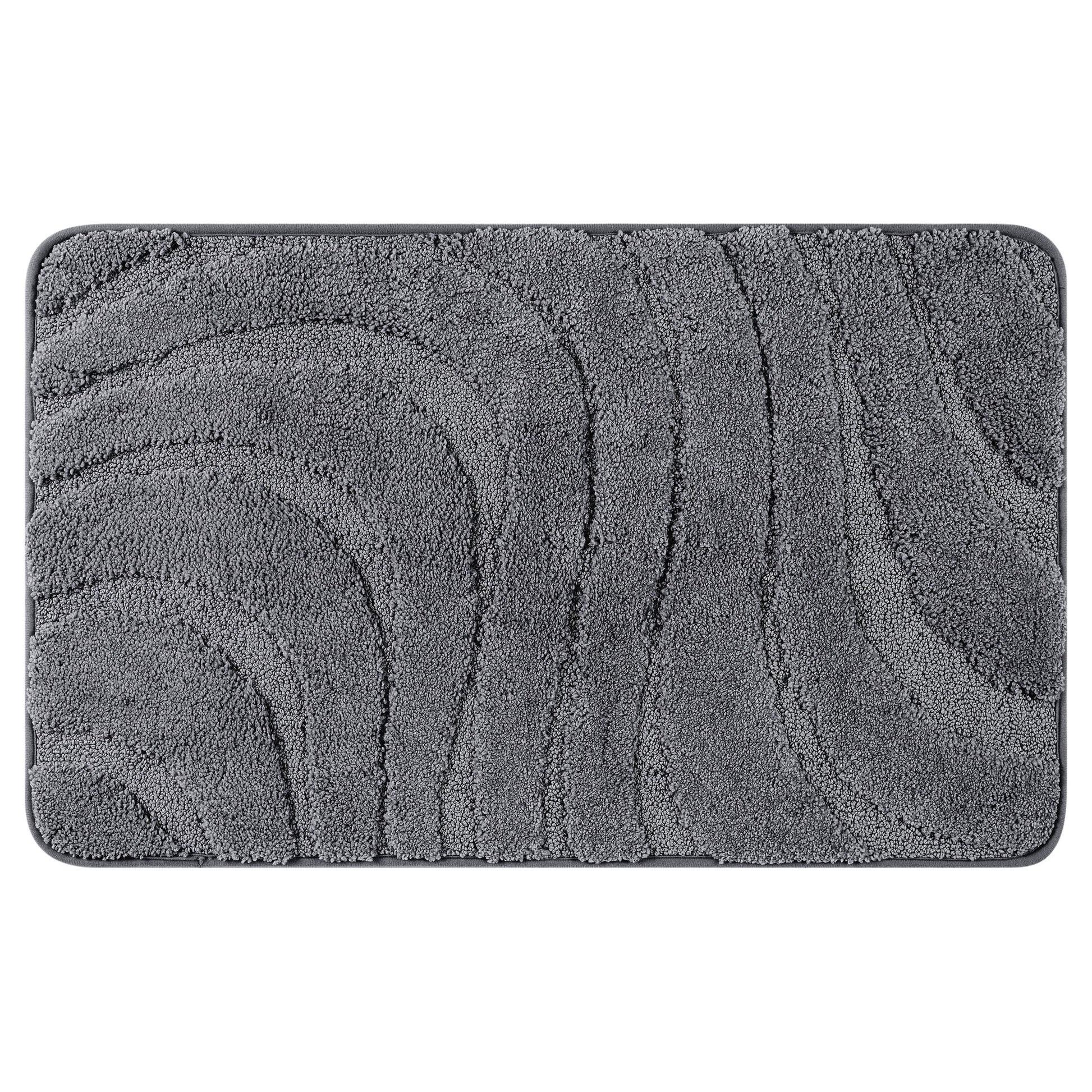 Unique Bargains Non Slip Bath Mat Geometry Bathroom Rug Absorbent Mat Microfiber Bath Rugs Dark Gray 20" x 32"