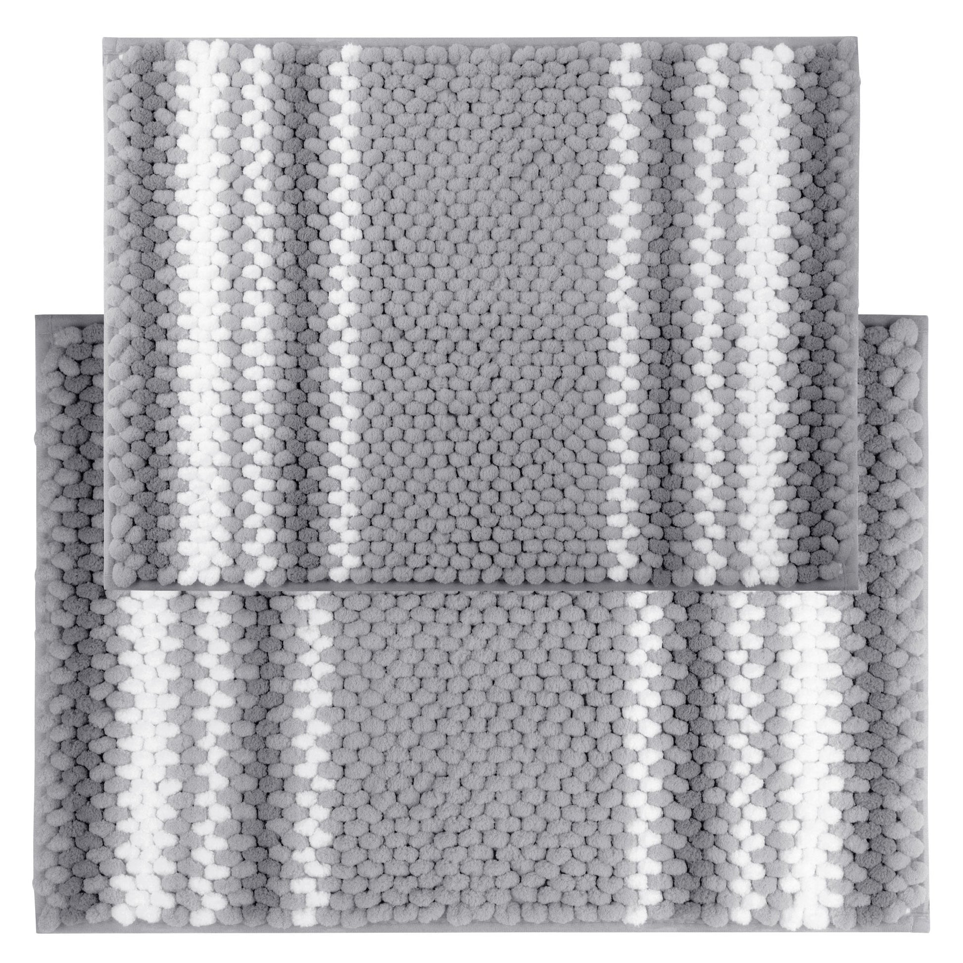 Unique Bargains Non-Slip Chenille Bathroom Rug Set Dark Gray 17x24" & 20x32"