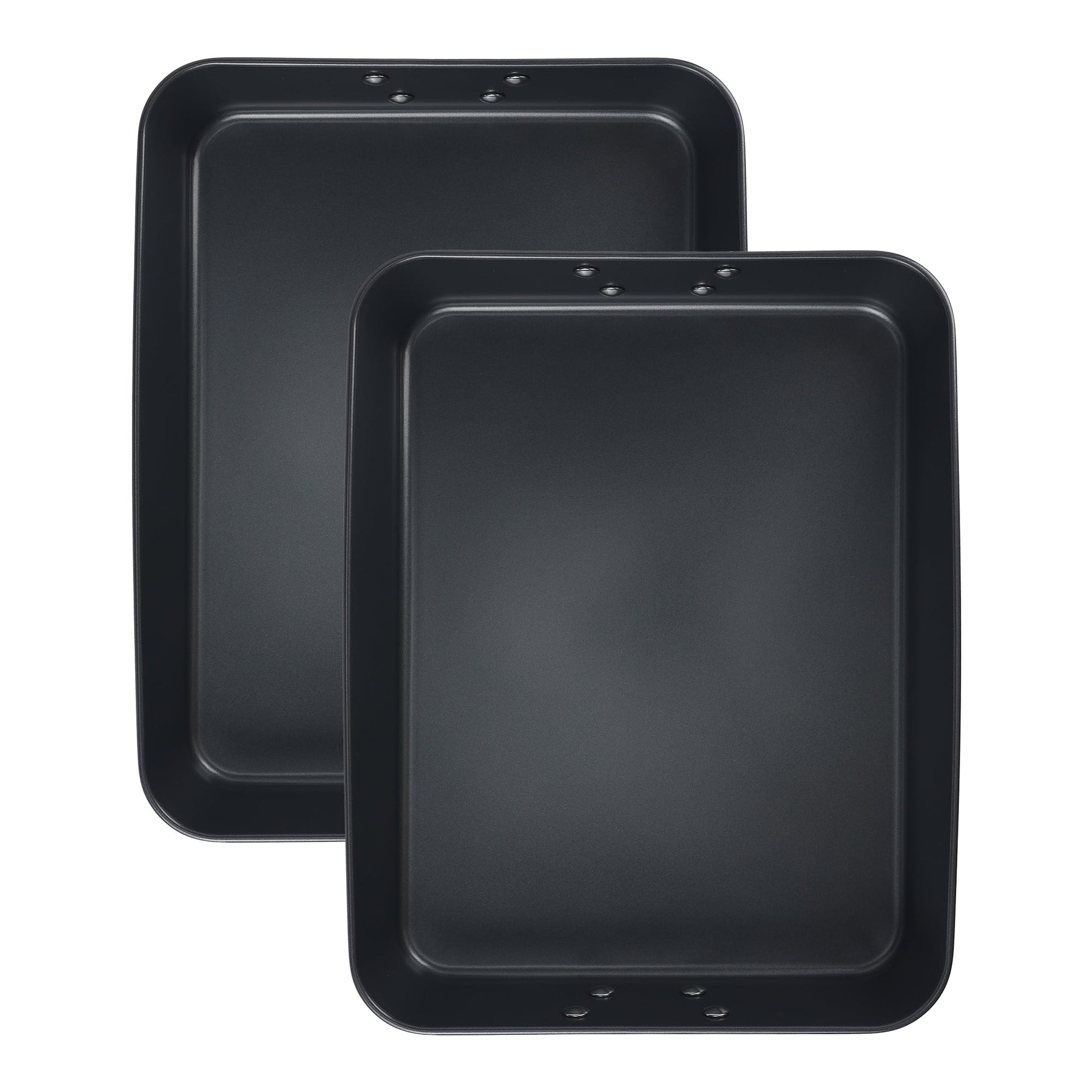 Unique Bargains Set of 2 Baking Sheet Nonstick Cake Pan Black 13.7*10.8*2.6in