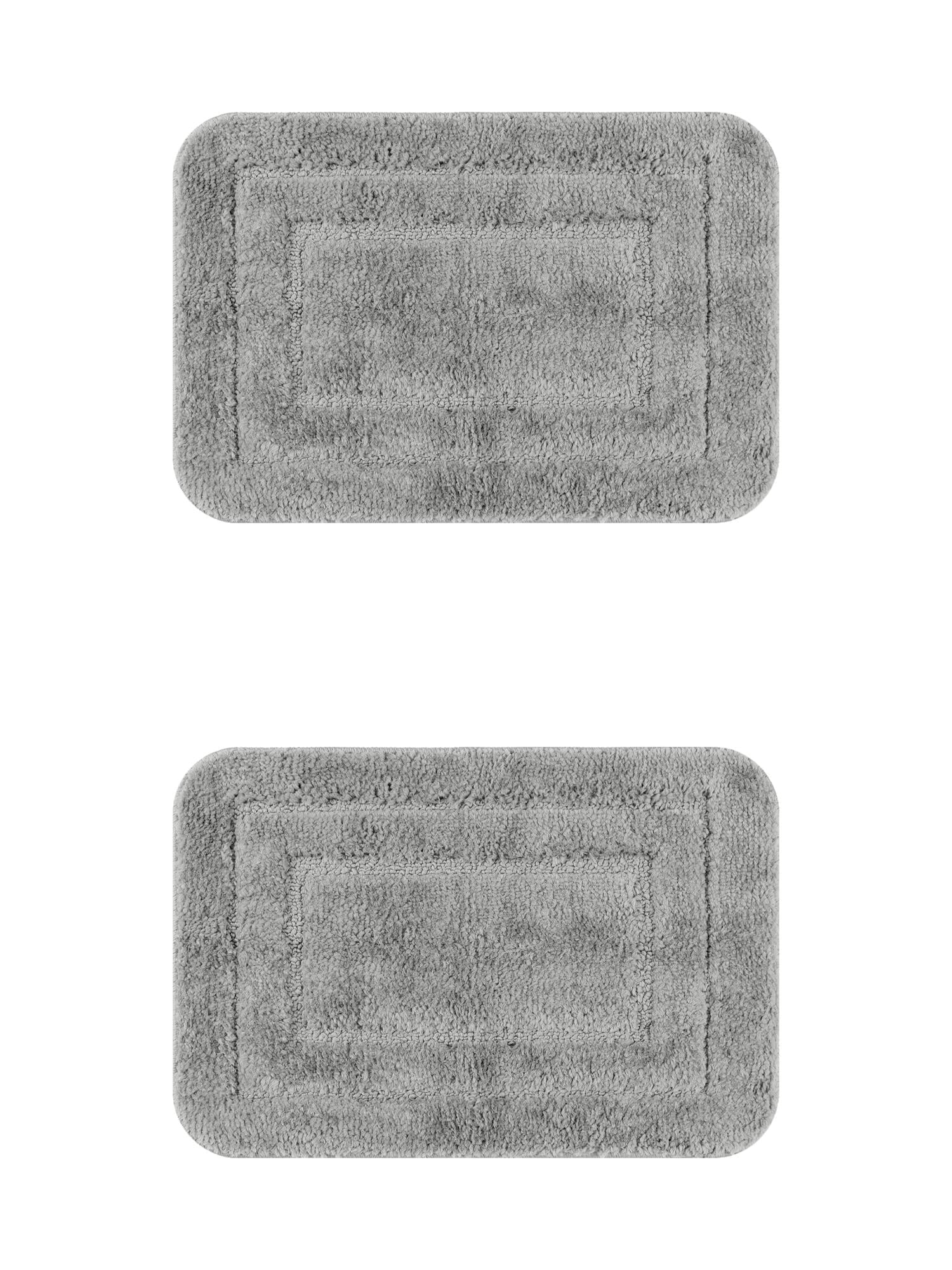 Unique Bargains Soft Absorbent Bath Mats 2 Pcs Non-Slip Plush Bathroom Rugs Dark Gray 16" x 24"
