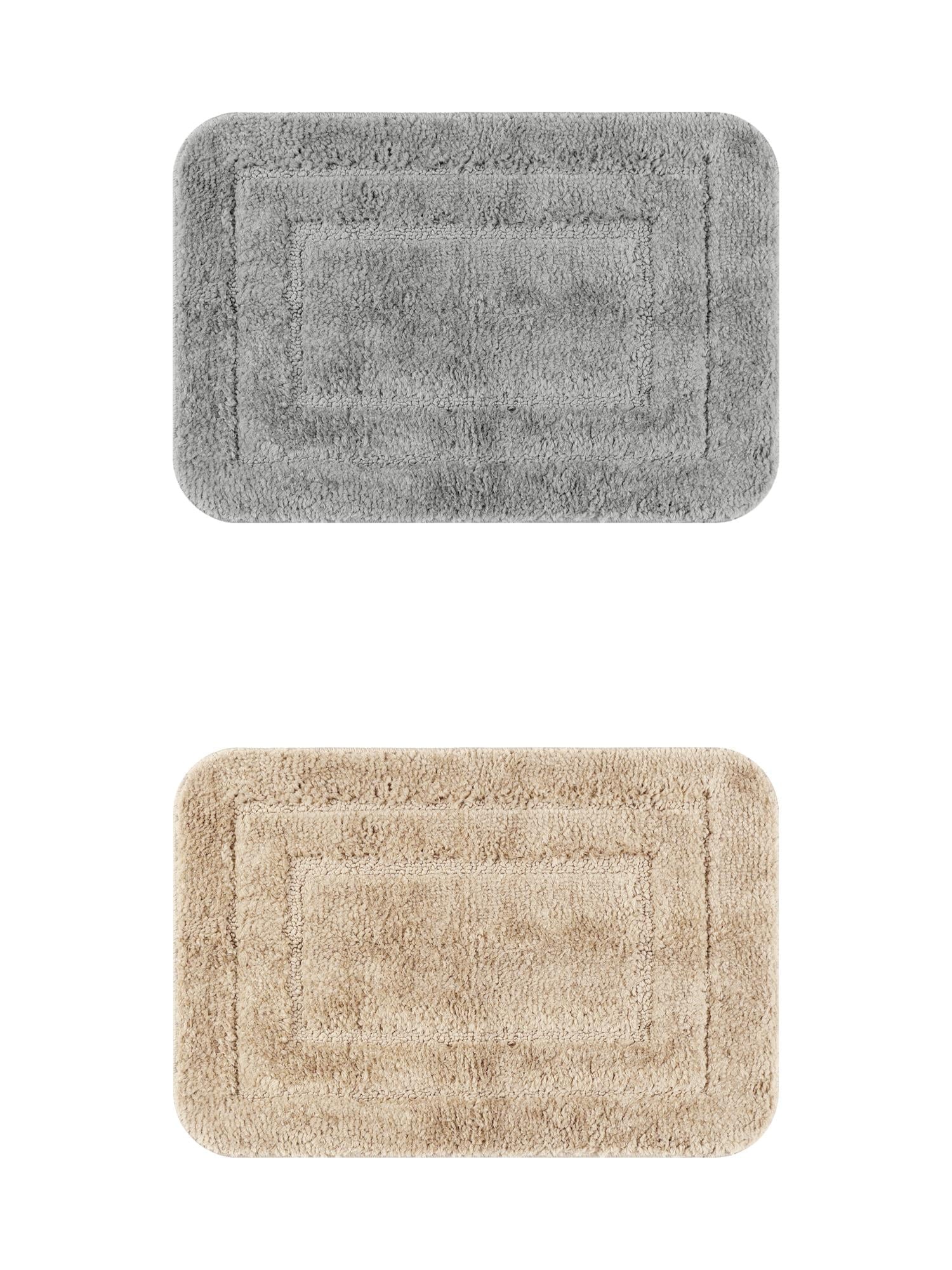 Unique Bargains Soft Absorbent Bath Mats 2 Pcs Non-Slip Plush Bathroom Rugs Dark Gray/Khaki 20" x 32"