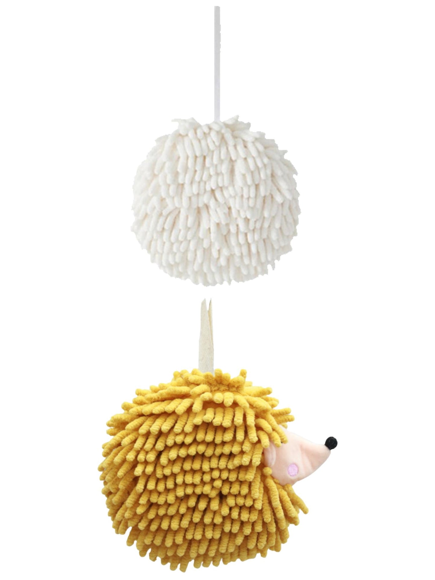 Unique Bargains Soft Absorbent Hand Towel 2 Pcs White/Yellow 6" x 6"/7" x 7"