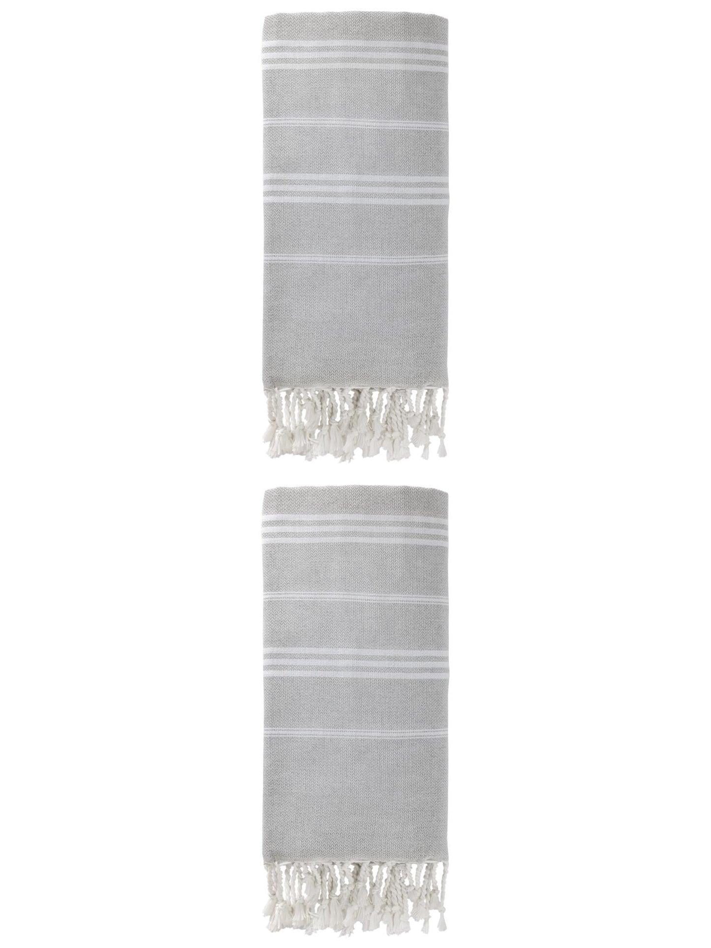 Unique Bargains Stripe Turkish Sand Free Towel 2 Pack Grey 71"x35"
